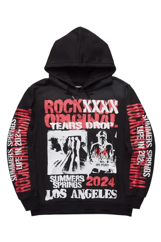 Omer Black Graphic Relaxed Hoodie sold by Rockstar Original