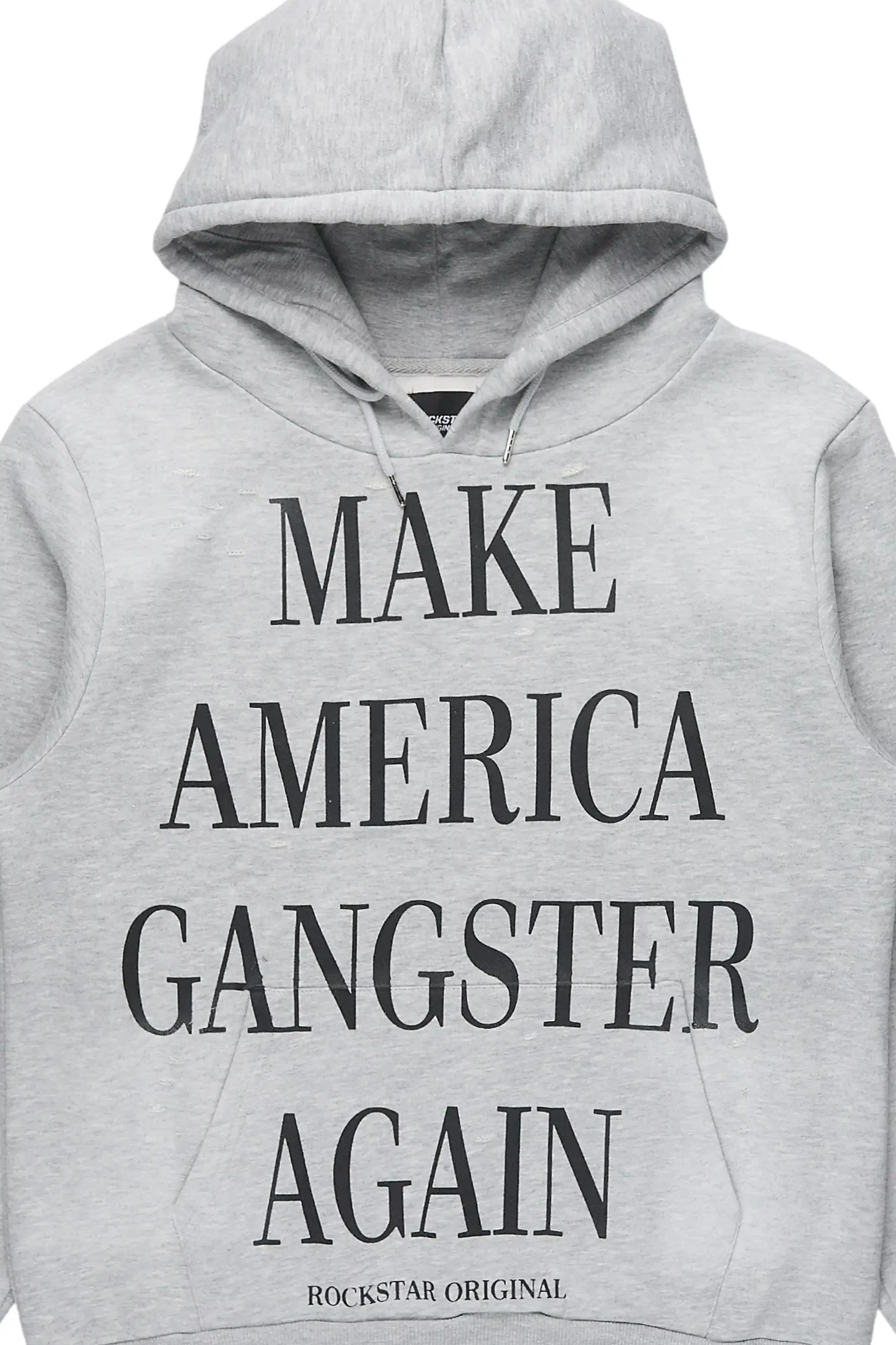 Drako Heather Grey Graphic Distressed Relaxed Hoodie sold by Rockstar Original product image thumbnail 2