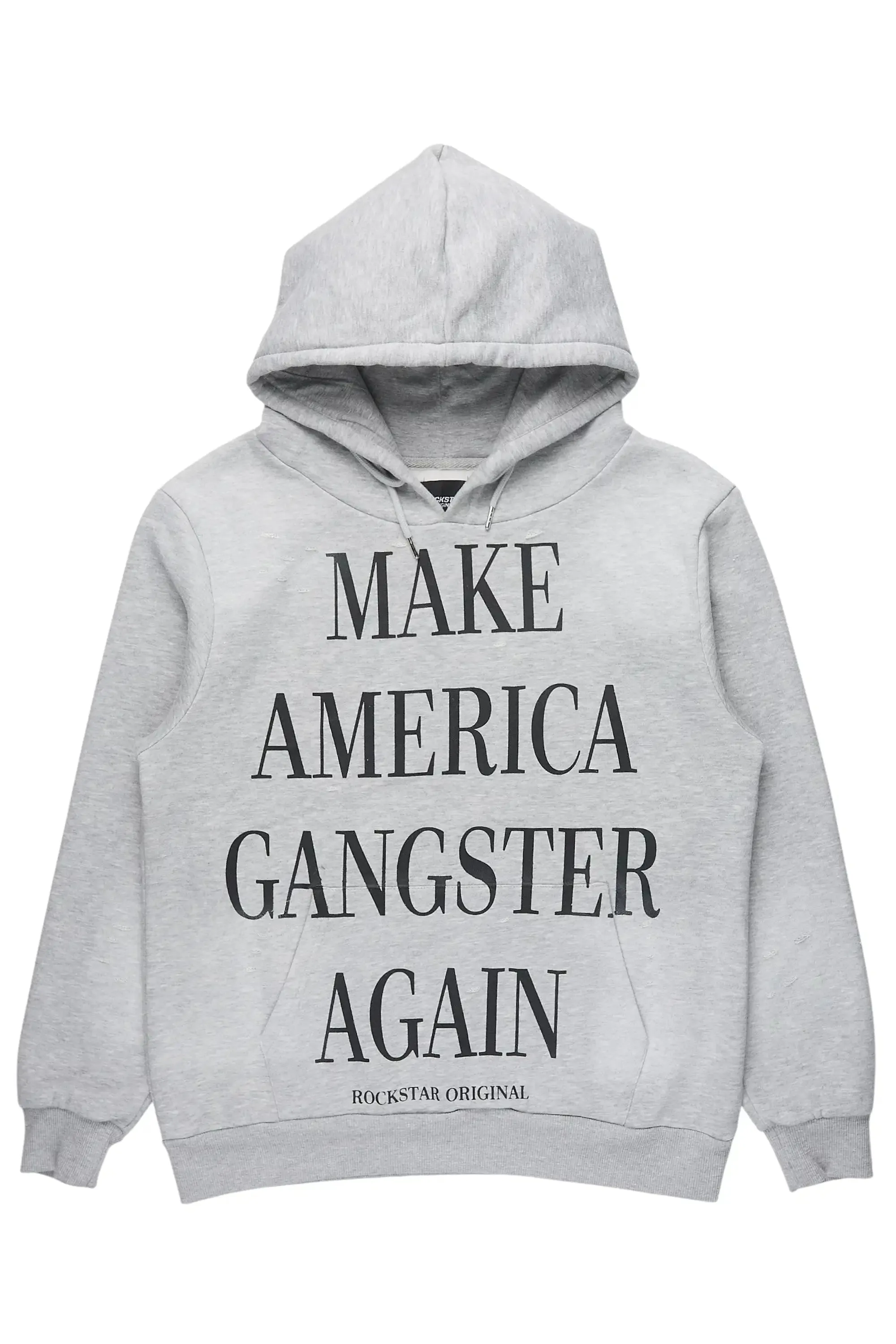 Drako Heather Grey Graphic Distressed Relaxed Hoodie sold by Rockstar Original