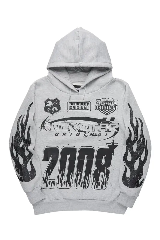 Amos Heather Grey Graphic Relaxed Hoodie sold by Rockstar Original