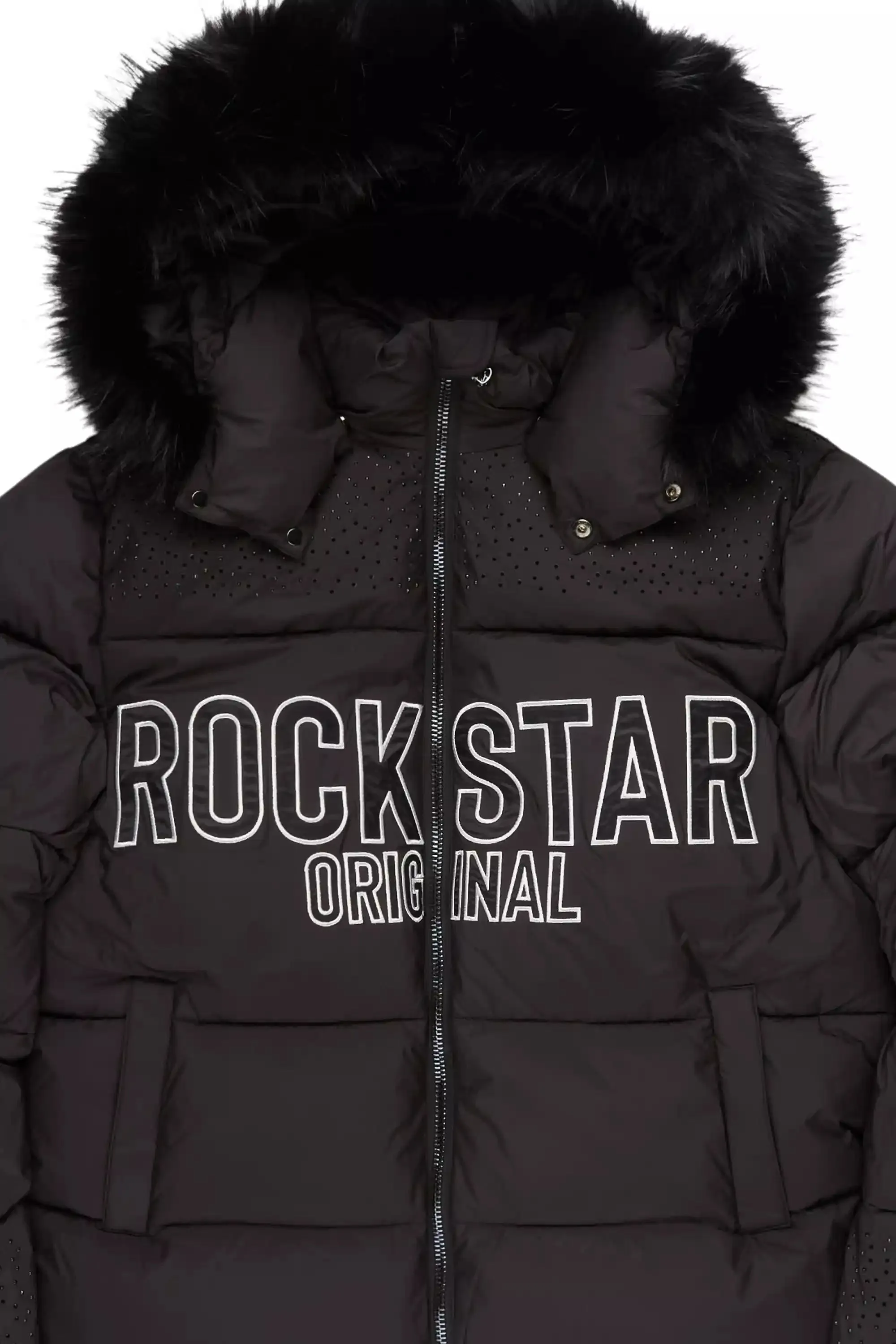 Natia Black Oversized Rhinestone Puffer Jacket sold by Rockstar Original product image thumbnail 3