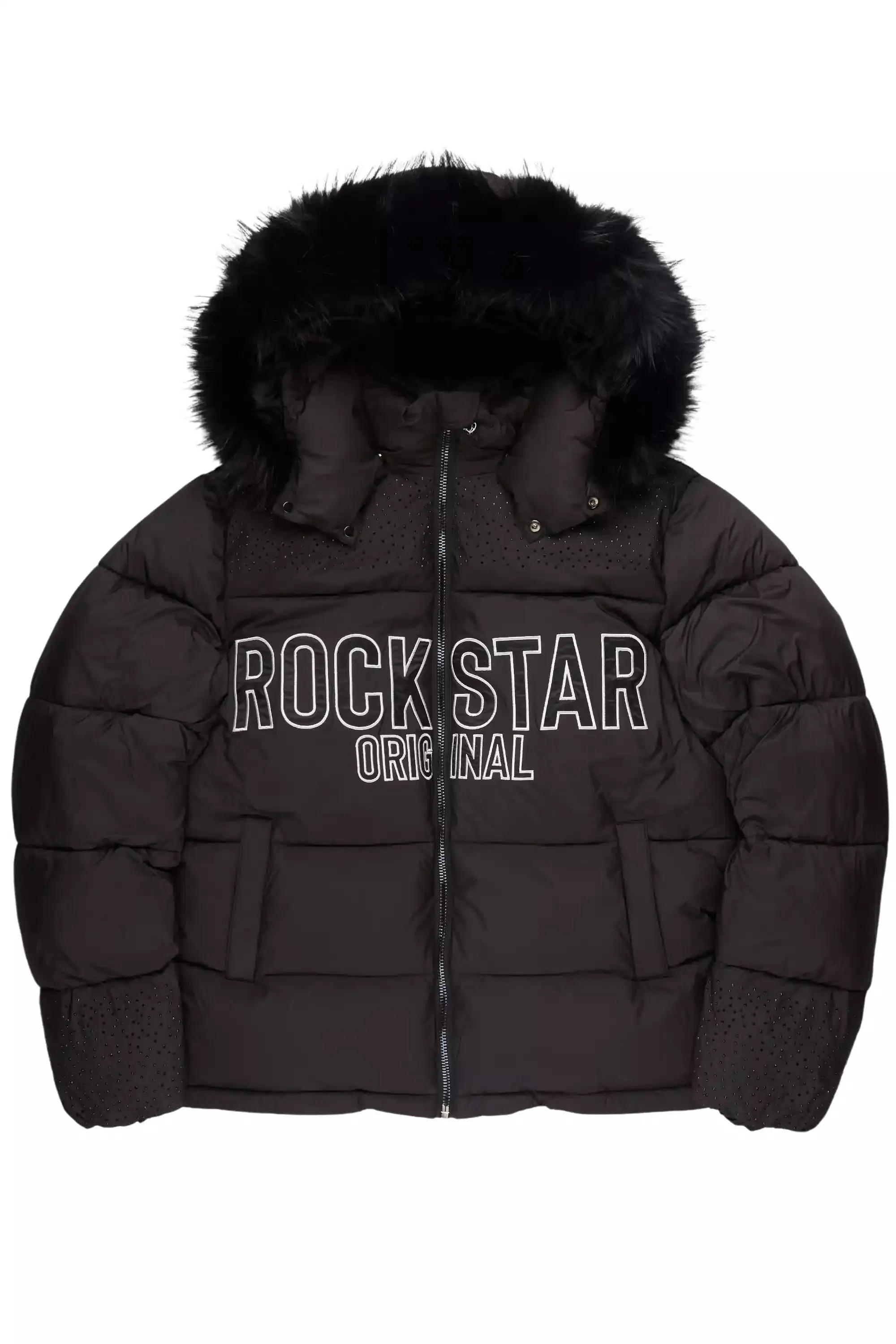 Natia Black Oversized Rhinestone Puffer Jacket sold by Rockstar Original