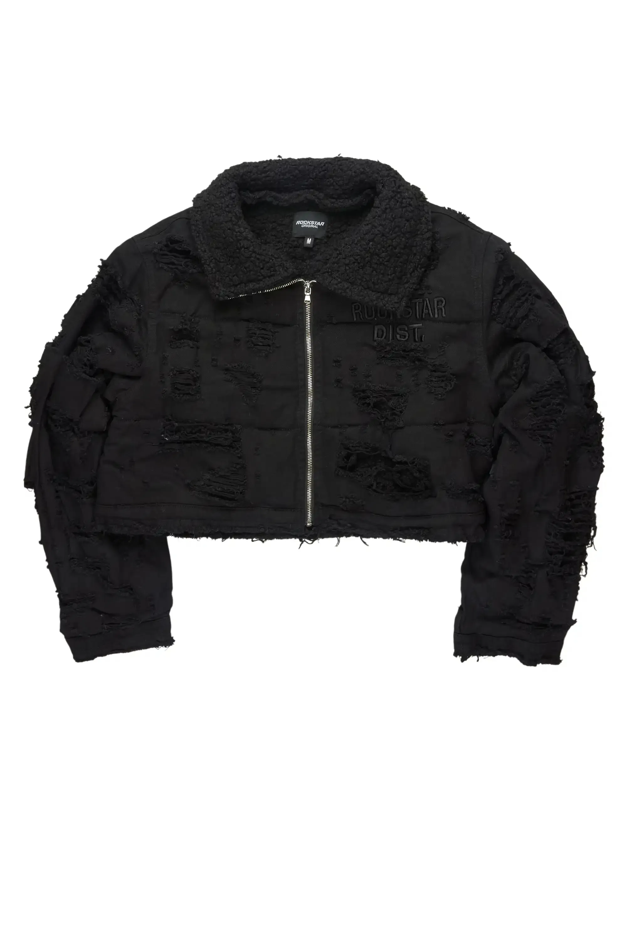 Fara Black/Black Denim Sherpa Puffer Jacket sold by Rockstar Original product image thumbnail 2