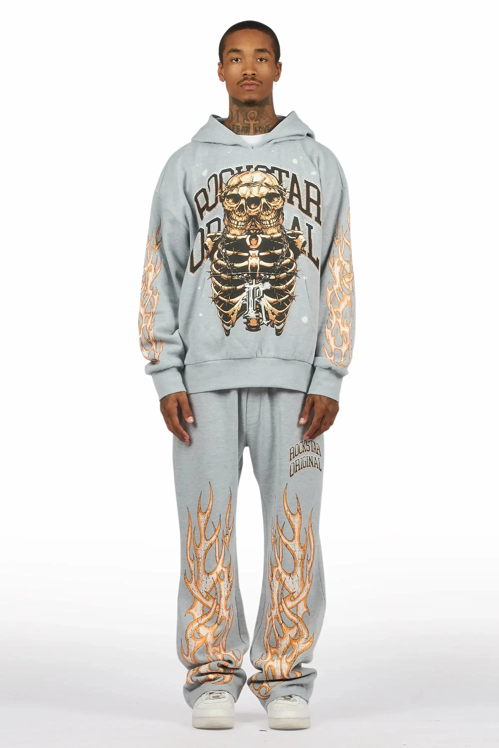 Kaizel Heather Grey Hoodie/Baggy Pant Track Set sold by Rockstar Original product image thumbnail 2