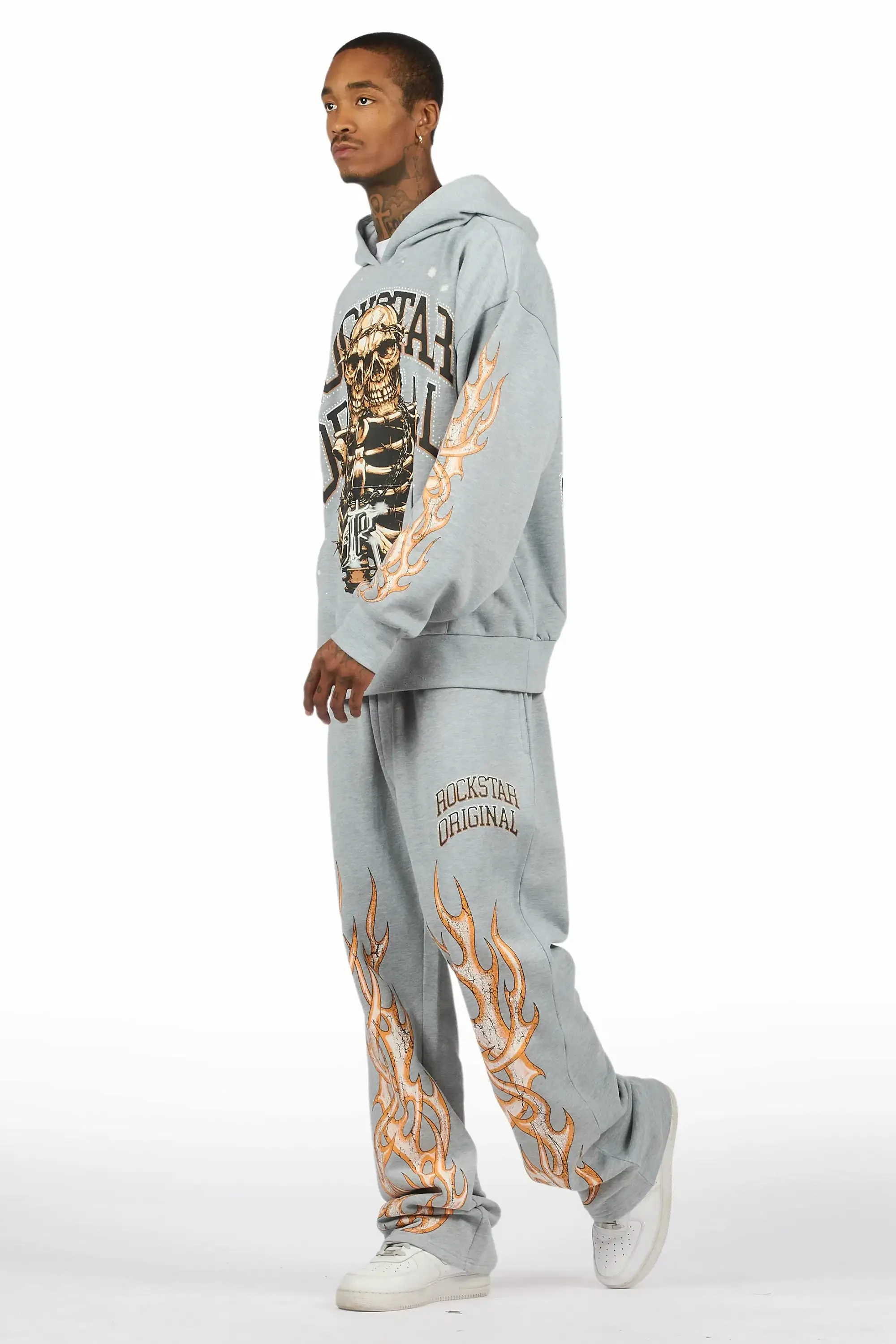 Kaizel Heather Grey Hoodie/Baggy Pant Track Set sold by Rockstar Original product image thumbnail 5