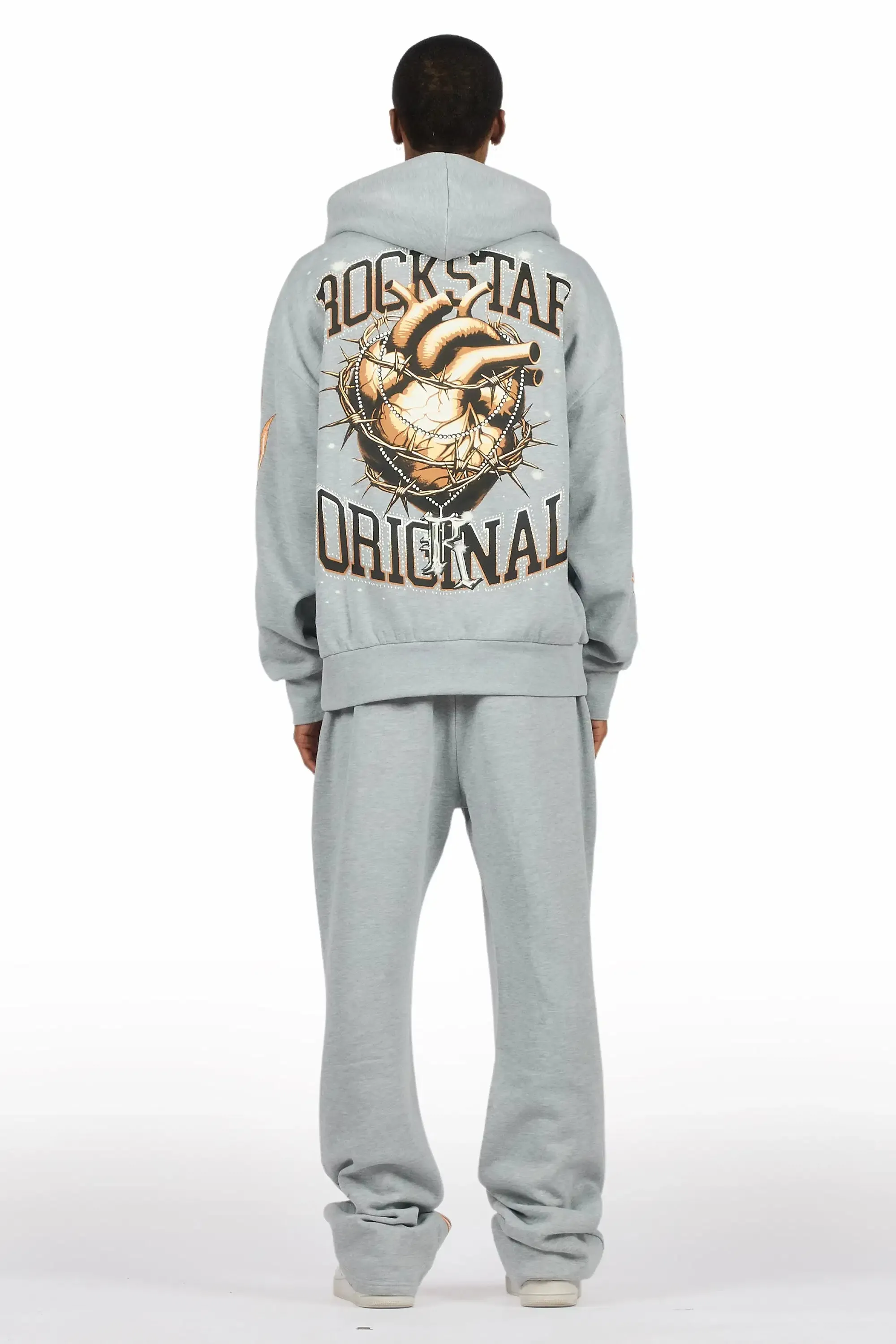 Kaizel Heather Grey Hoodie/Baggy Pant Track Set sold by Rockstar Original product image thumbnail 3