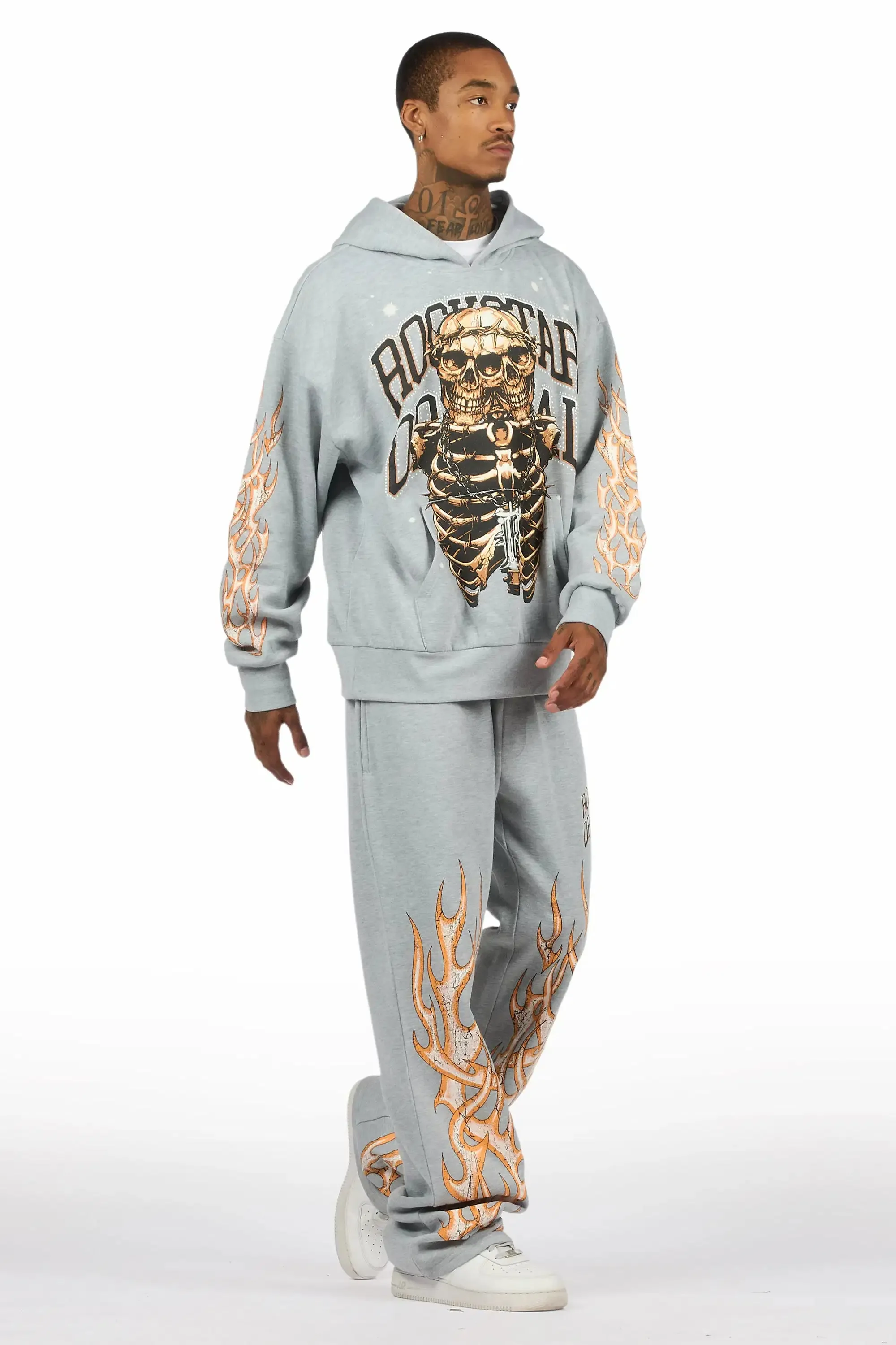Kaizel Heather Grey Hoodie/Baggy Pant Track Set sold by Rockstar Original product image thumbnail 4