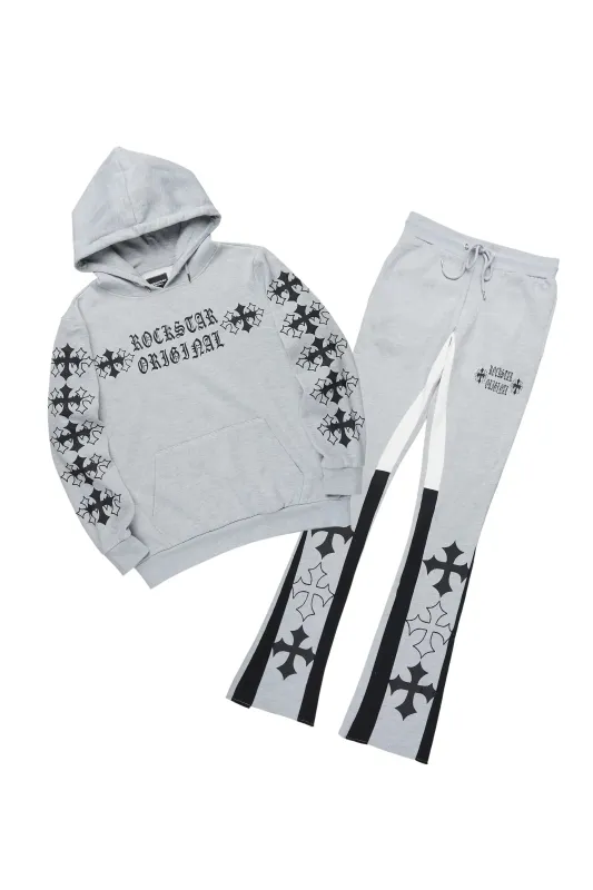 Zeiric Heather Grey/Black Hoodie/Stacked Flare Track Set sold by Rockstar Original