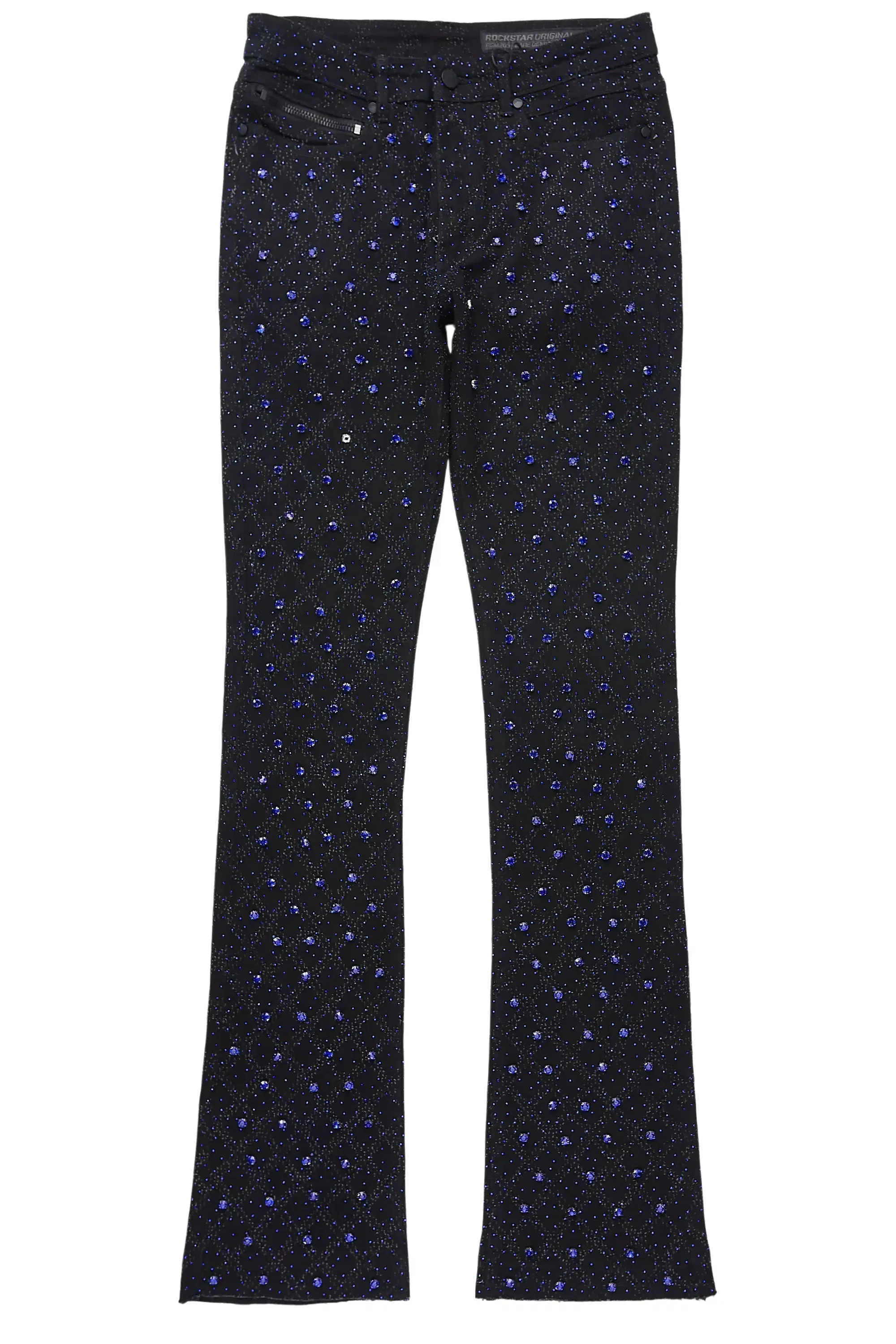 Glit Black/Royal Rhinestone Stacked Flare Jean sold by Rockstar Original product image thumbnail 2