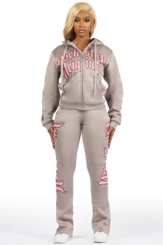 Annamarie Grey Zip Up Stacked Track Set sold by Rockstar Original