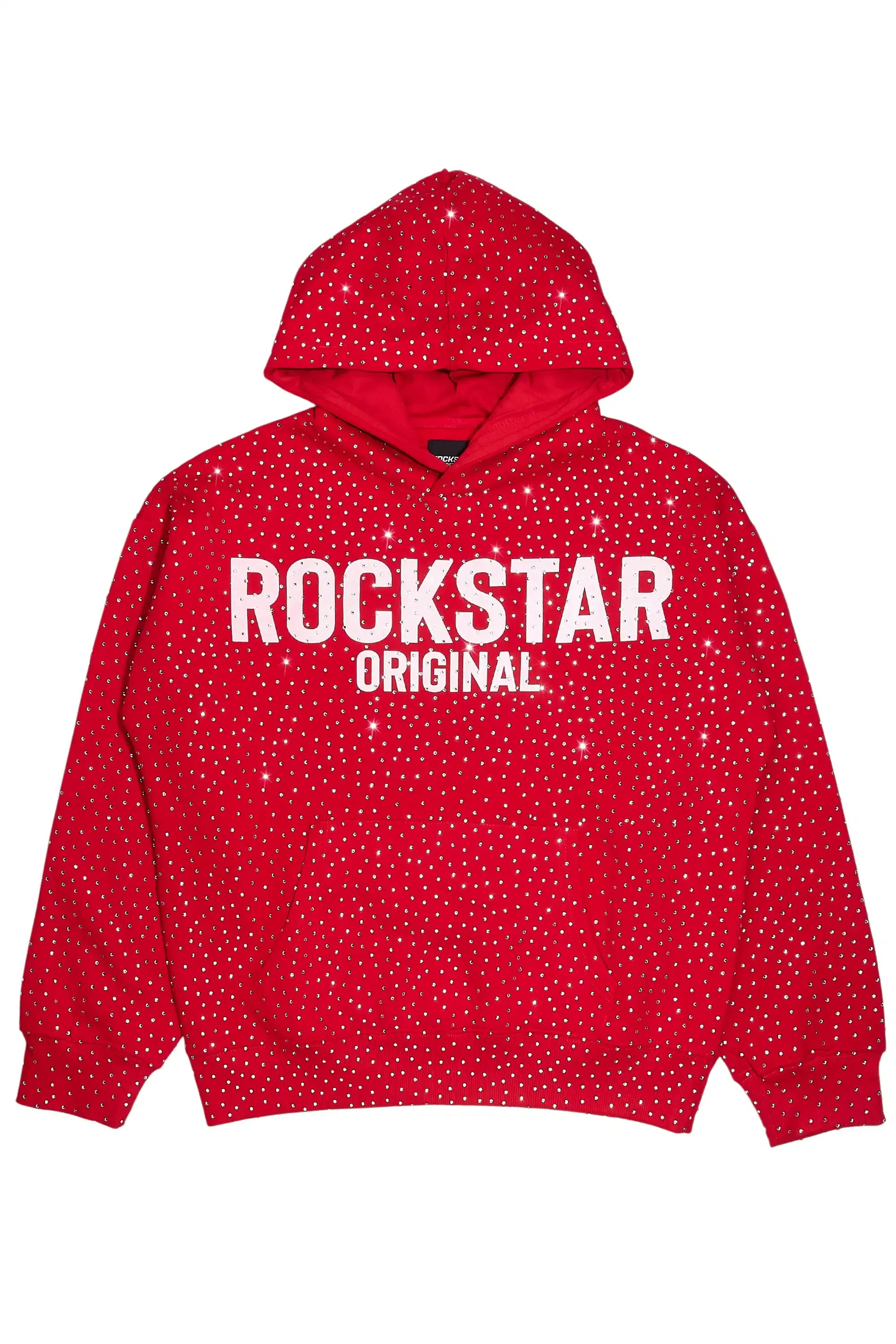 Crystiq Red/White Rhinestone Oversized Hoodie sold by Rockstar Original