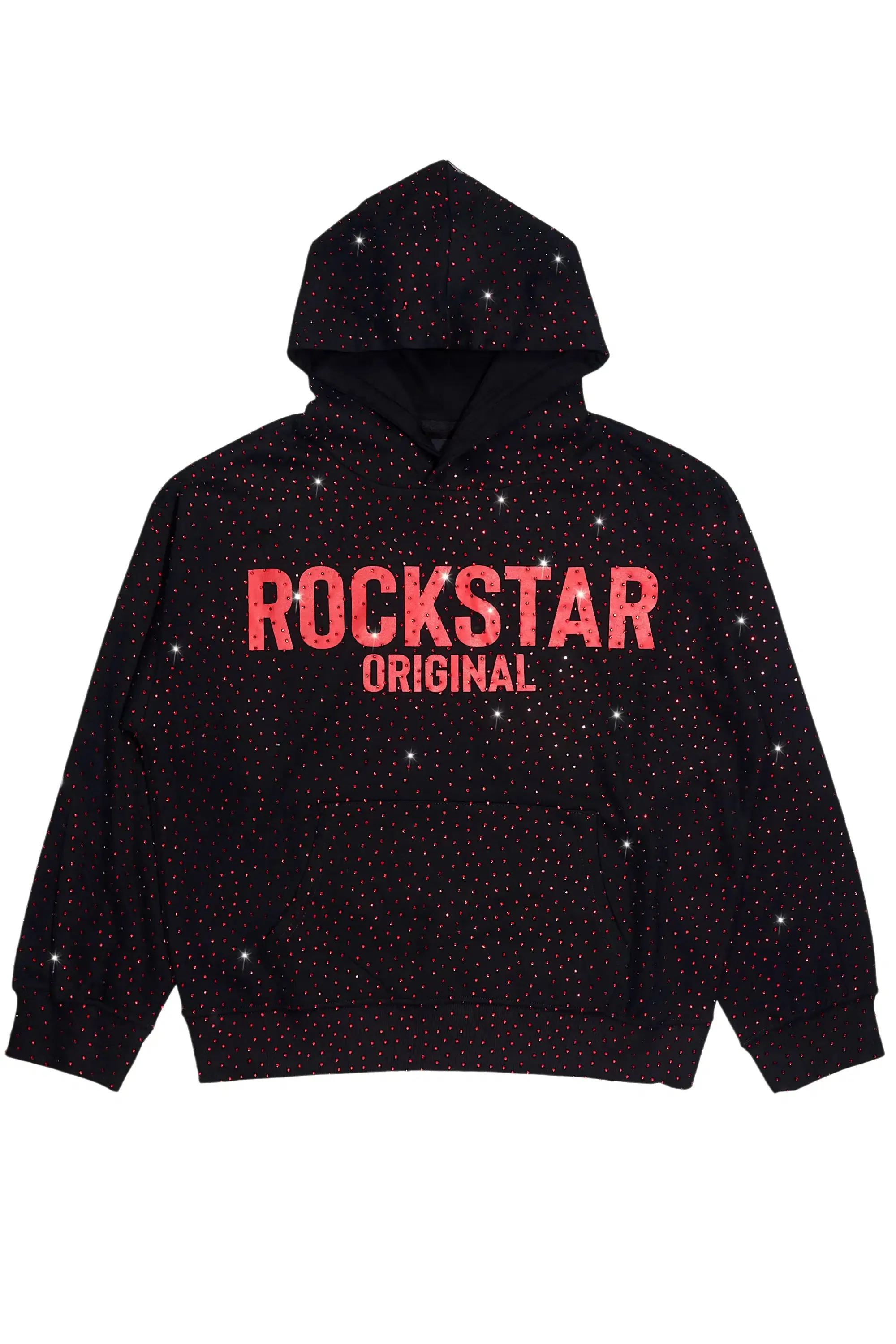 Crystiq Black/Red Rhinestone Oversized Hoodie sold by Rockstar Original