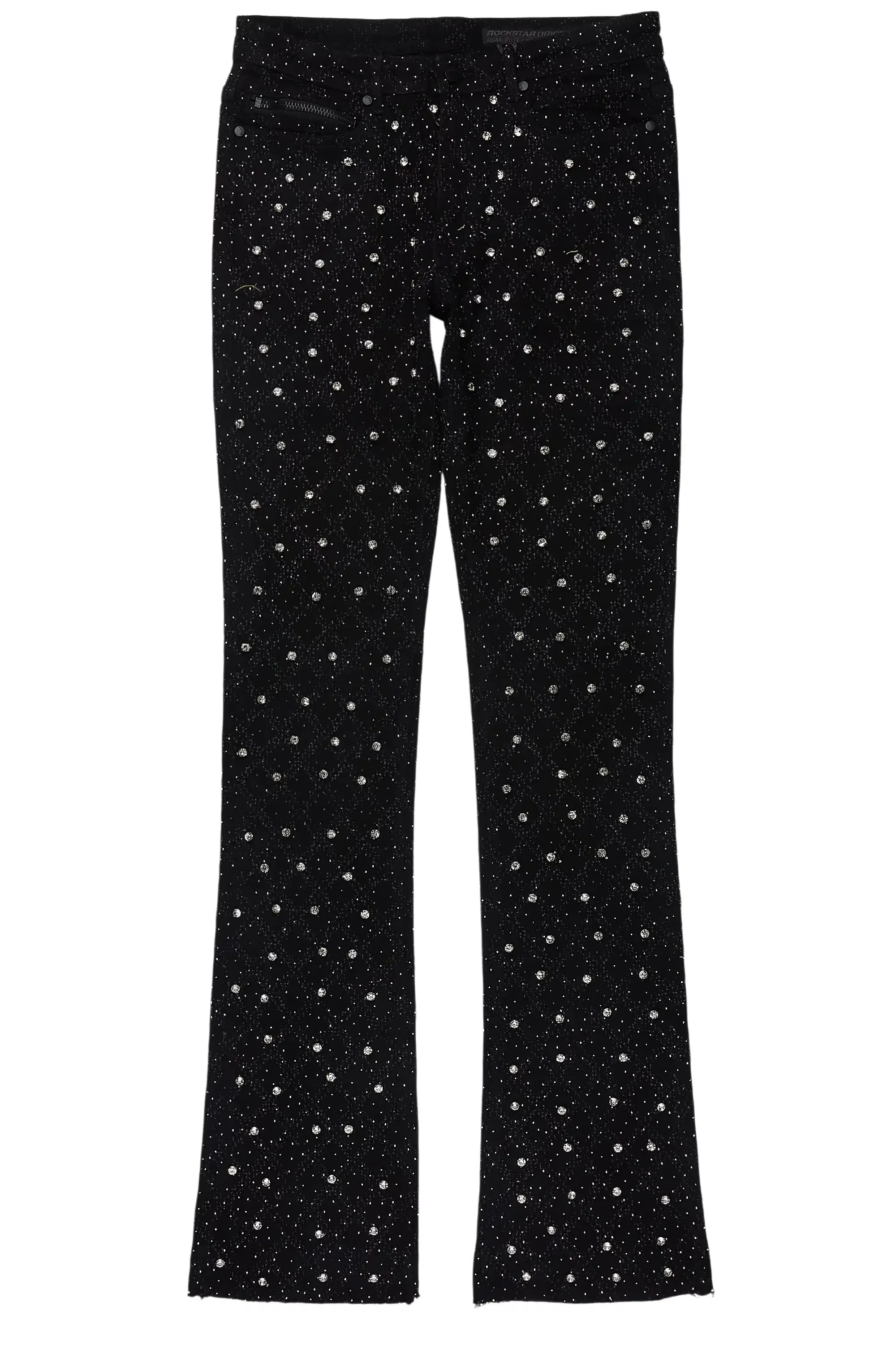 Glit Black/Silver Rhinestone Stacked Flare Jean sold by Rockstar Original product image thumbnail 2