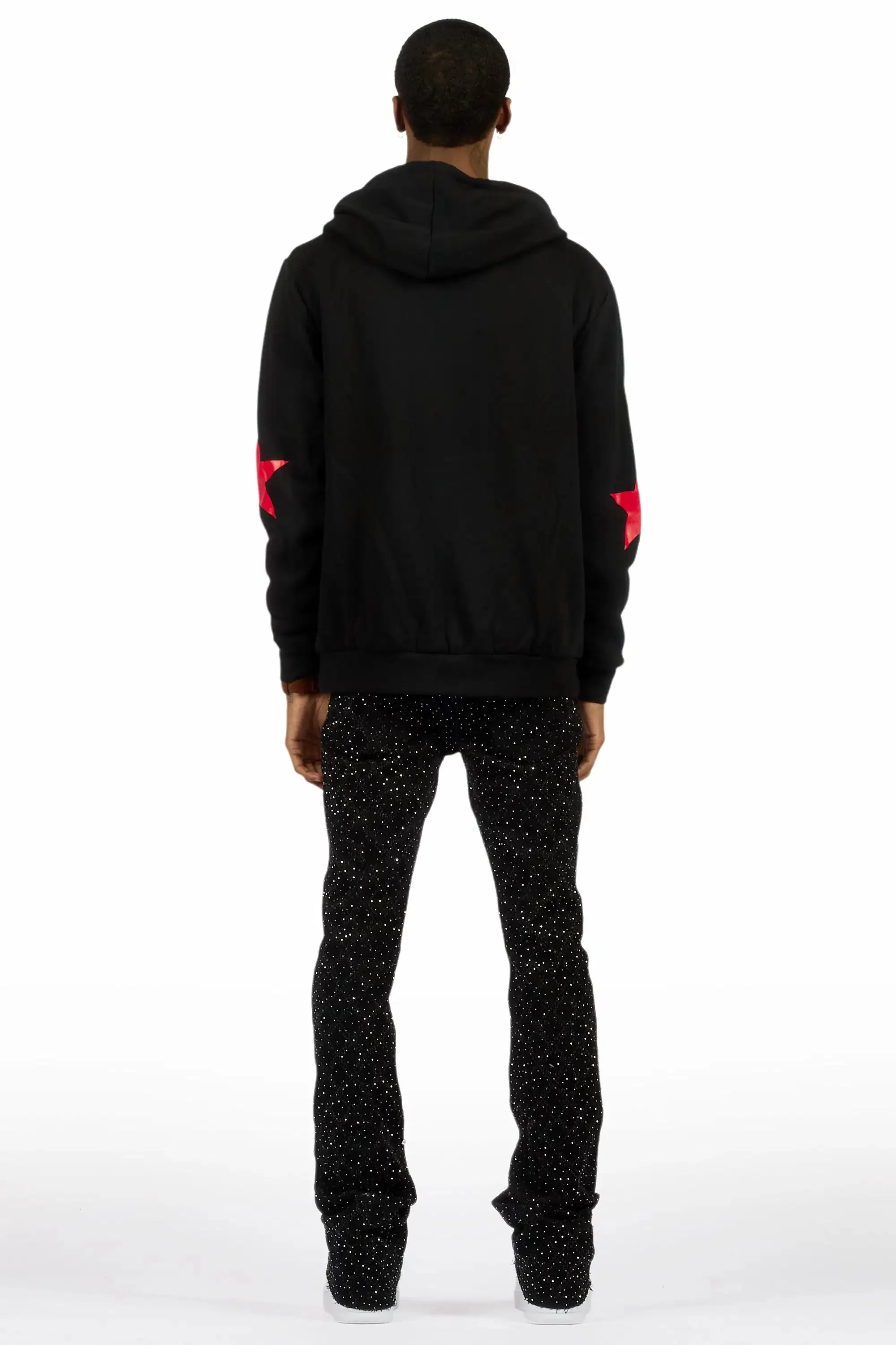 Glit Black/Silver Rhinestone Stacked Flare Jean sold by Rockstar Original product image thumbnail 5