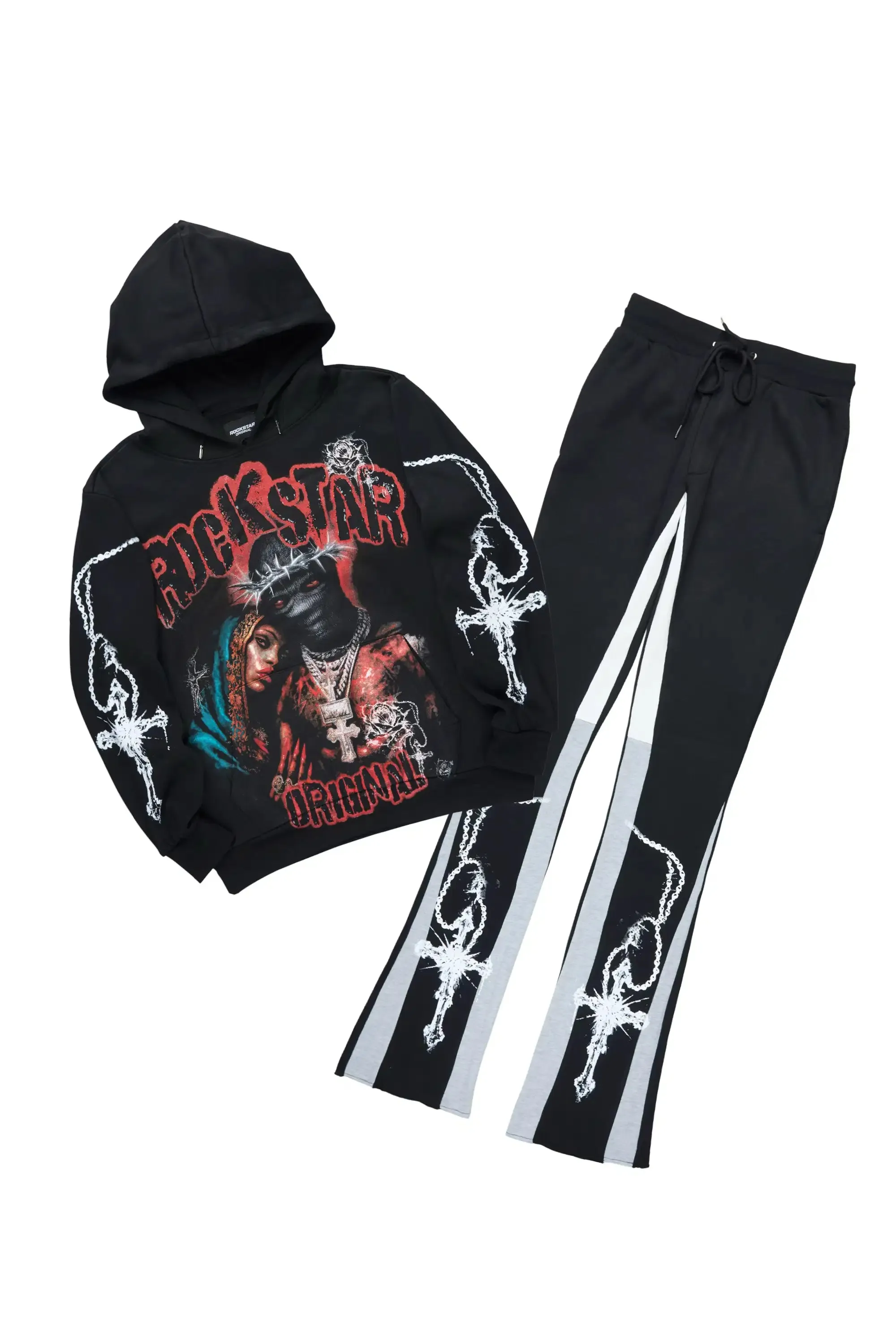 Vontae Black/Grey Hoodie/Stacked Flare Track Set sold by Rockstar Original