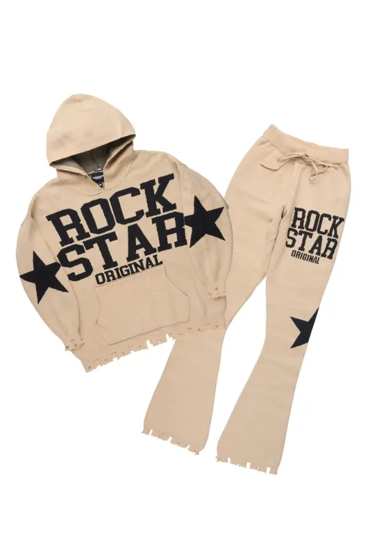 Outlaw Beige Hoodie Stacked Flare Knitted Set sold by Rockstar Original