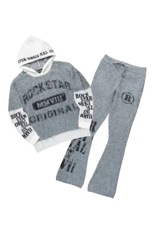 Steri Grey Mohair Hoodie Stacked Flare Track Set sold by Rockstar Original