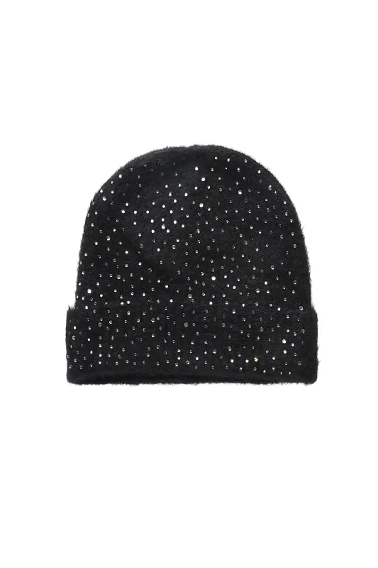 Keonnah Black Rhinestone Beanie made by Rockstar Original