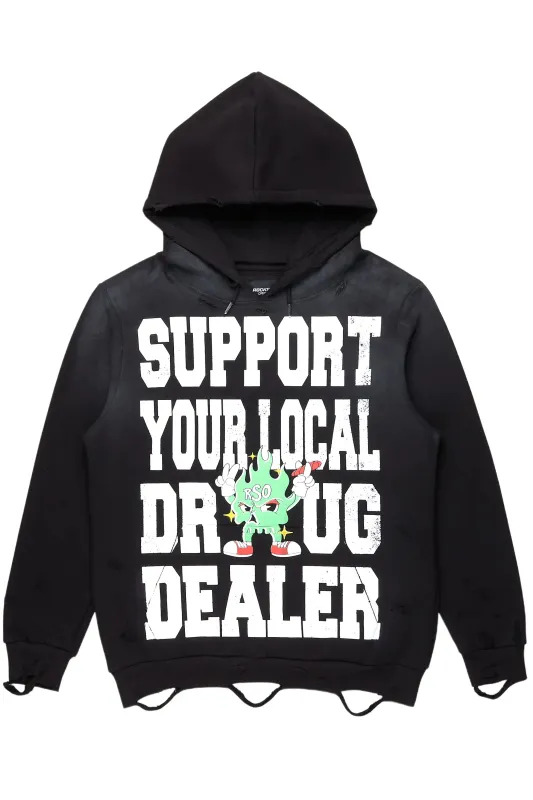 Tarl Black Distressed Graphic Relaxed Hoodie sold by Rockstar Original
