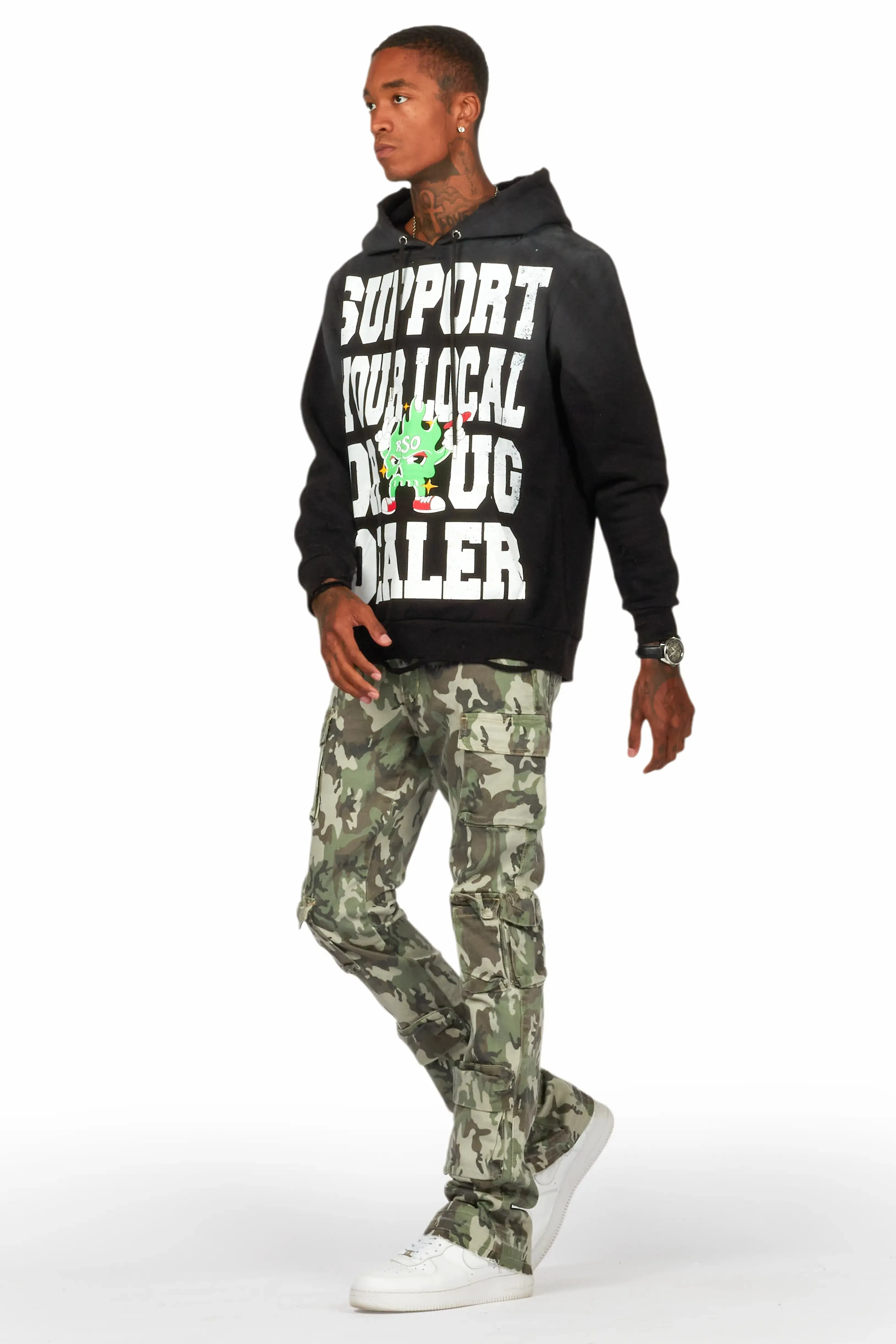 Tarl Black Distressed Graphic Relaxed Hoodie sold by Rockstar Original product image thumbnail 5
