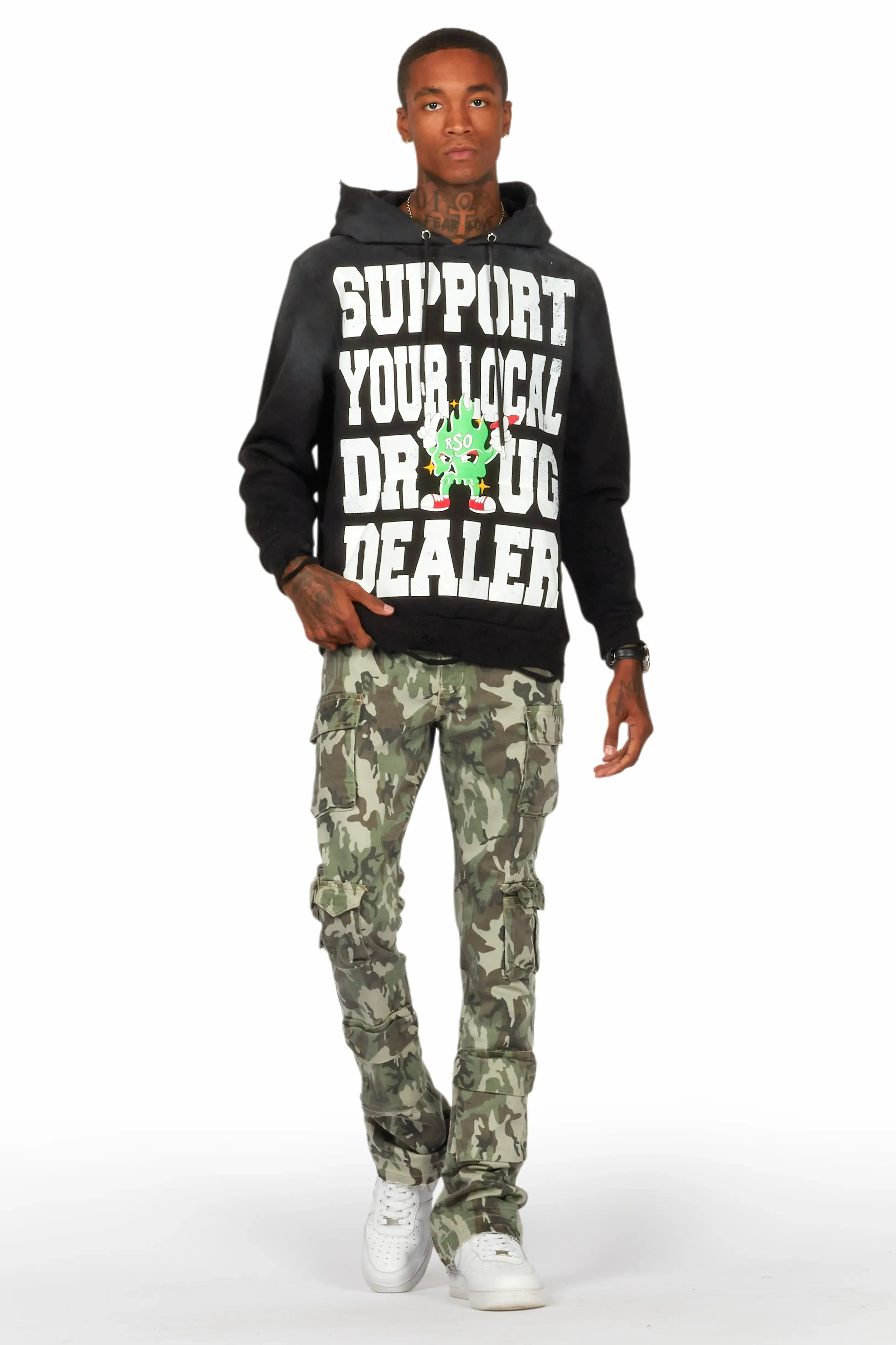 Tarl Black Distressed Graphic Relaxed Hoodie sold by Rockstar Original product image thumbnail 2