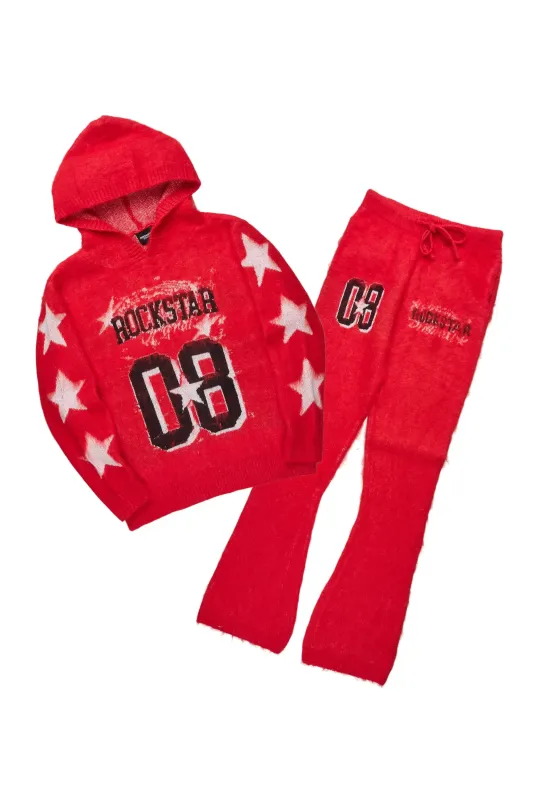 Allstar Red Hoodie Stacked Flare Knitted Mohair Track Set sold by Rockstar Original
