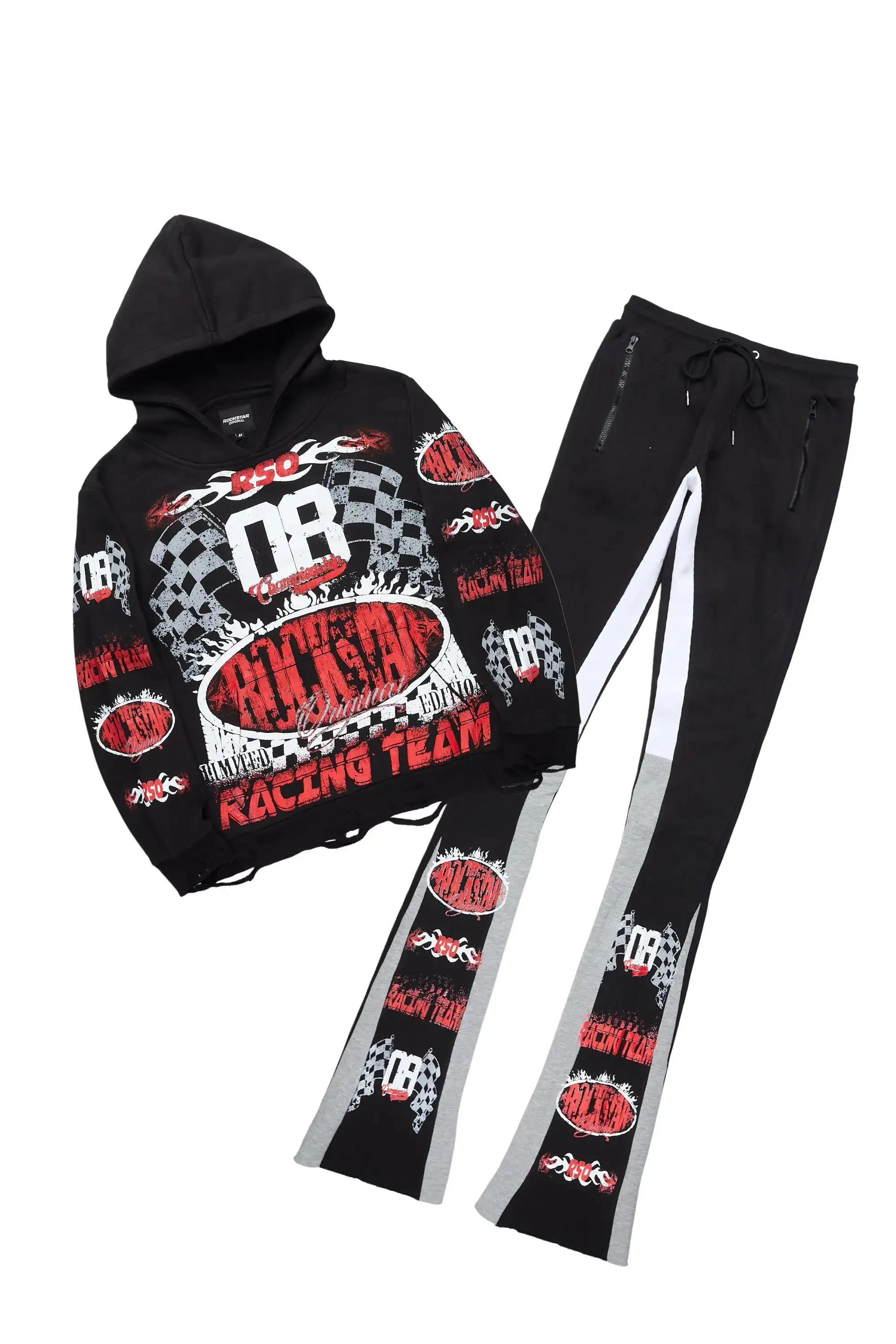 Oryen Black/Red Hoodie/Super Stacked Track Set sold by Rockstar Original