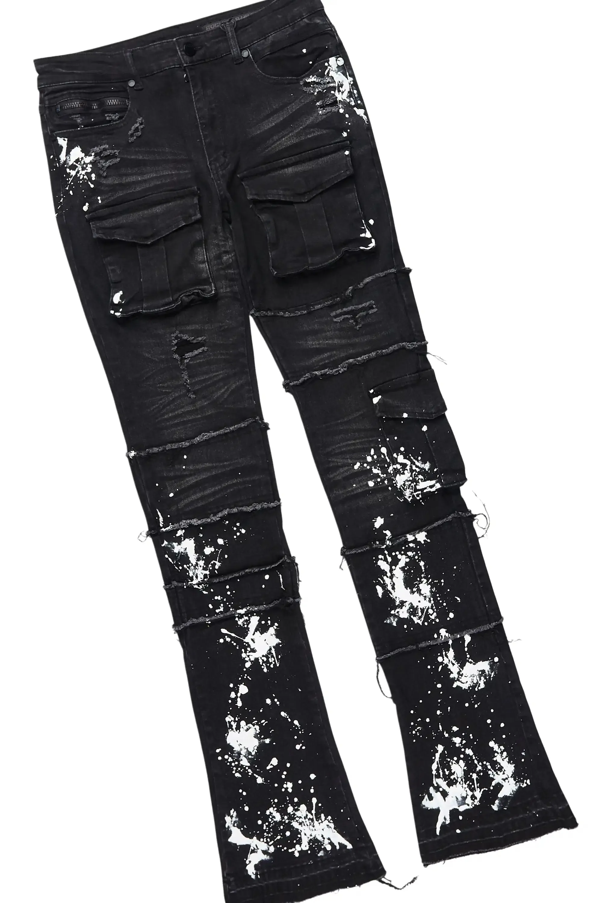 Raffer Black/Black Windbreaker/Stacked Cargo Flare Jean sold by Rockstar Original product image thumbnail 4