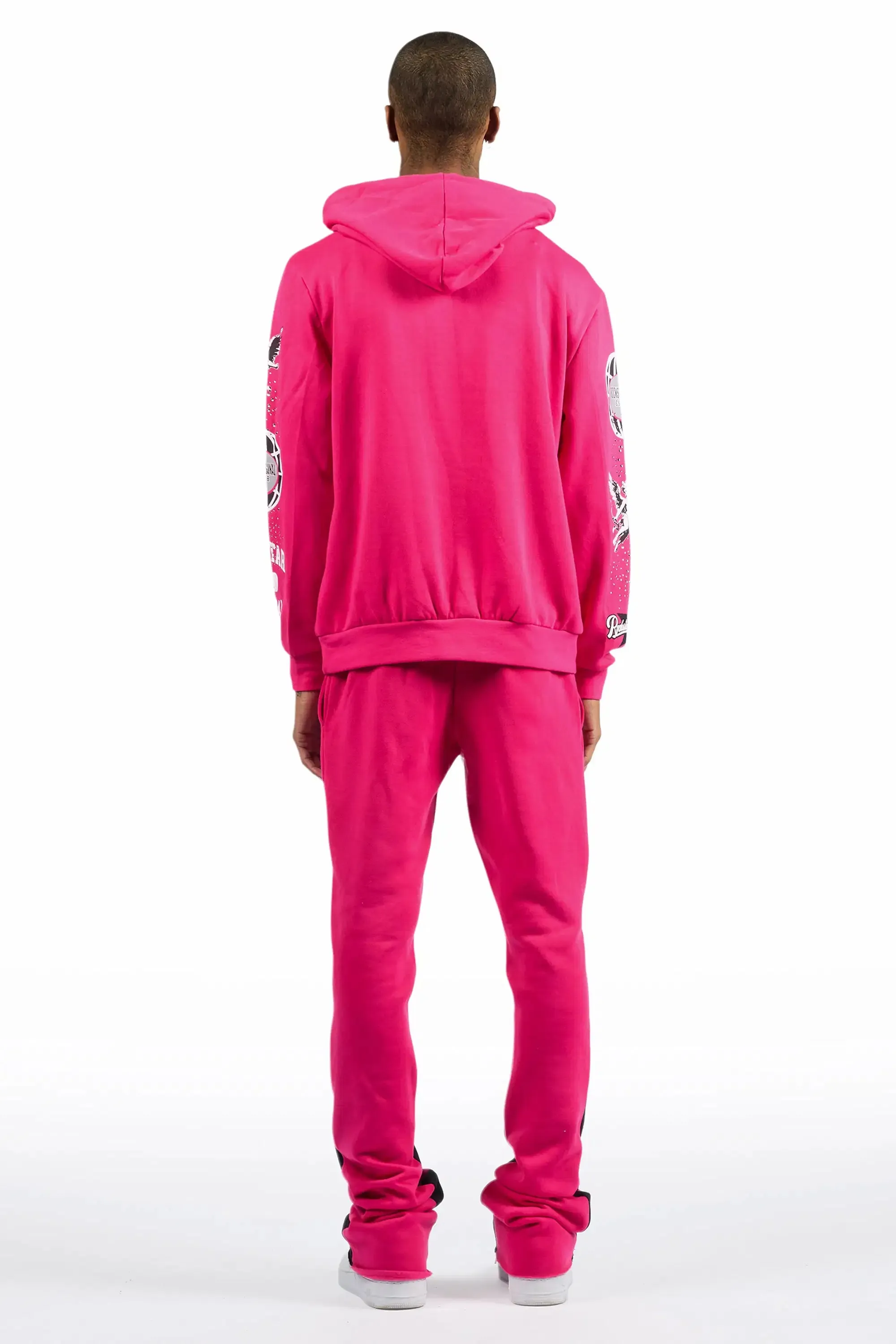 Gutta 2.0 Fuchsia Rhinestone Hoodie/Stacked Flare Track Set sold by Rockstar Original product image thumbnail 4