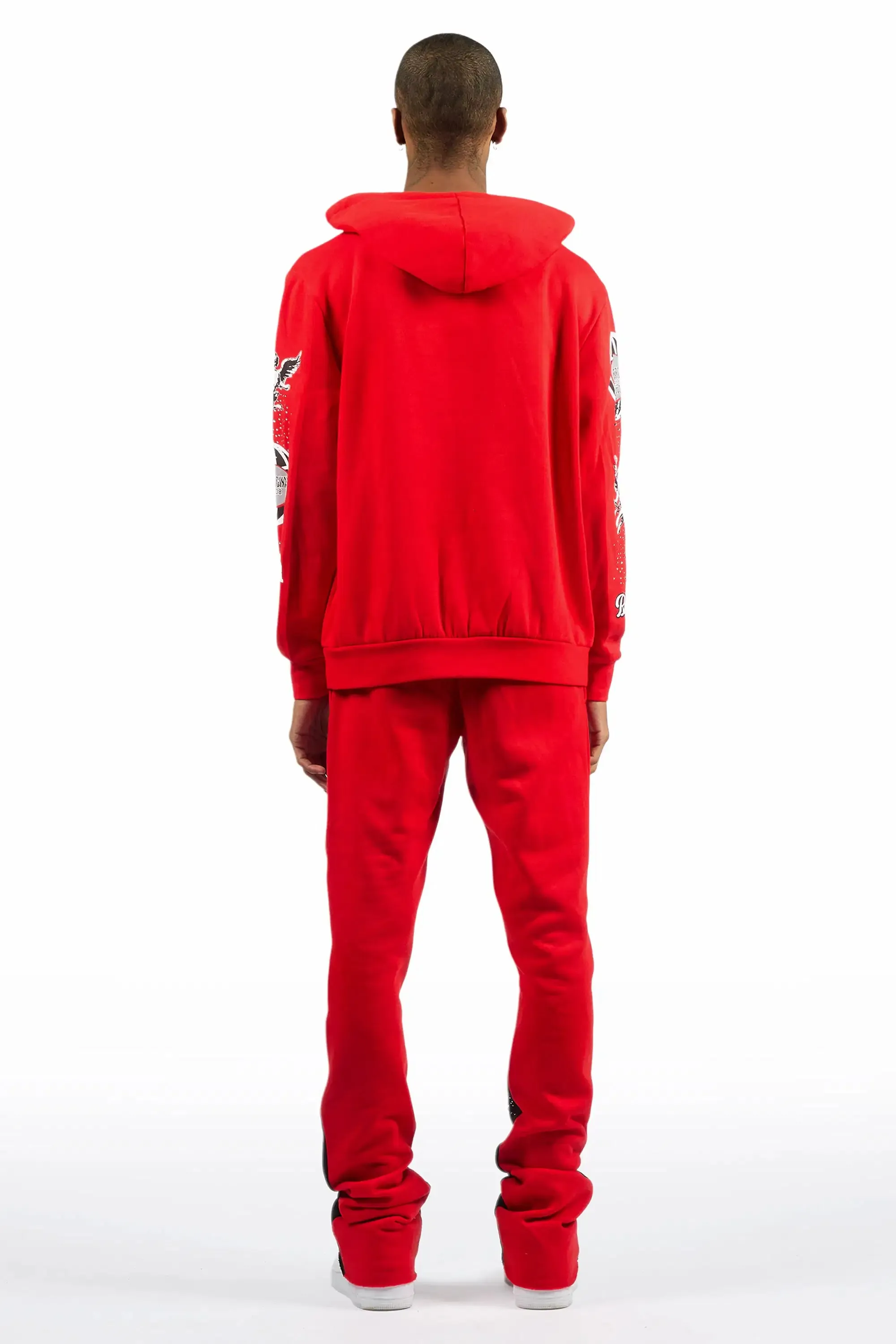 Gutta 2.0 Red Rhinestone Hoodie/Stacked Flare Track Set sold by Rockstar Original product image thumbnail 4
