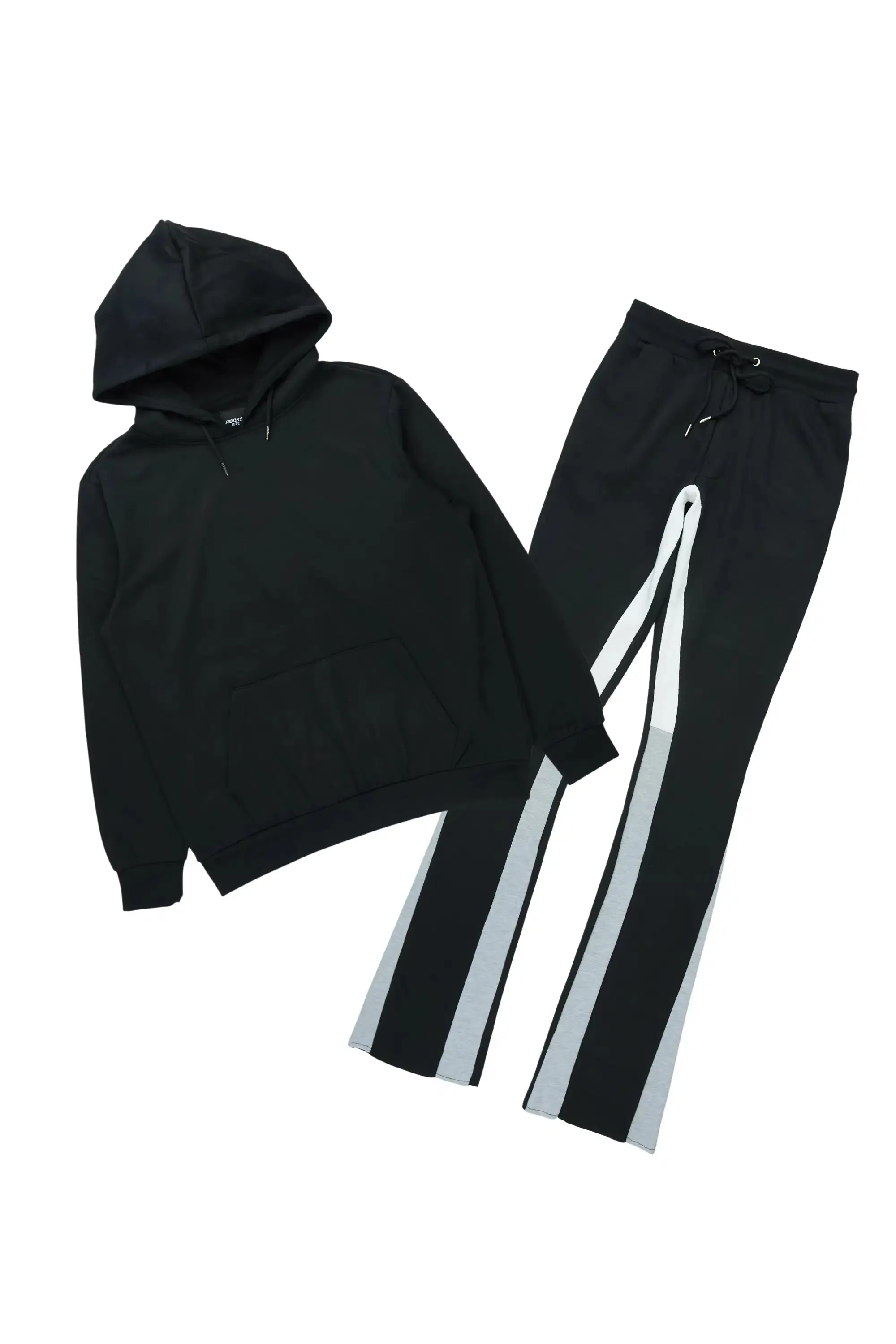 Basic Black/Grey Hoodie/Stacked Flare Track Set sold by Rockstar Original