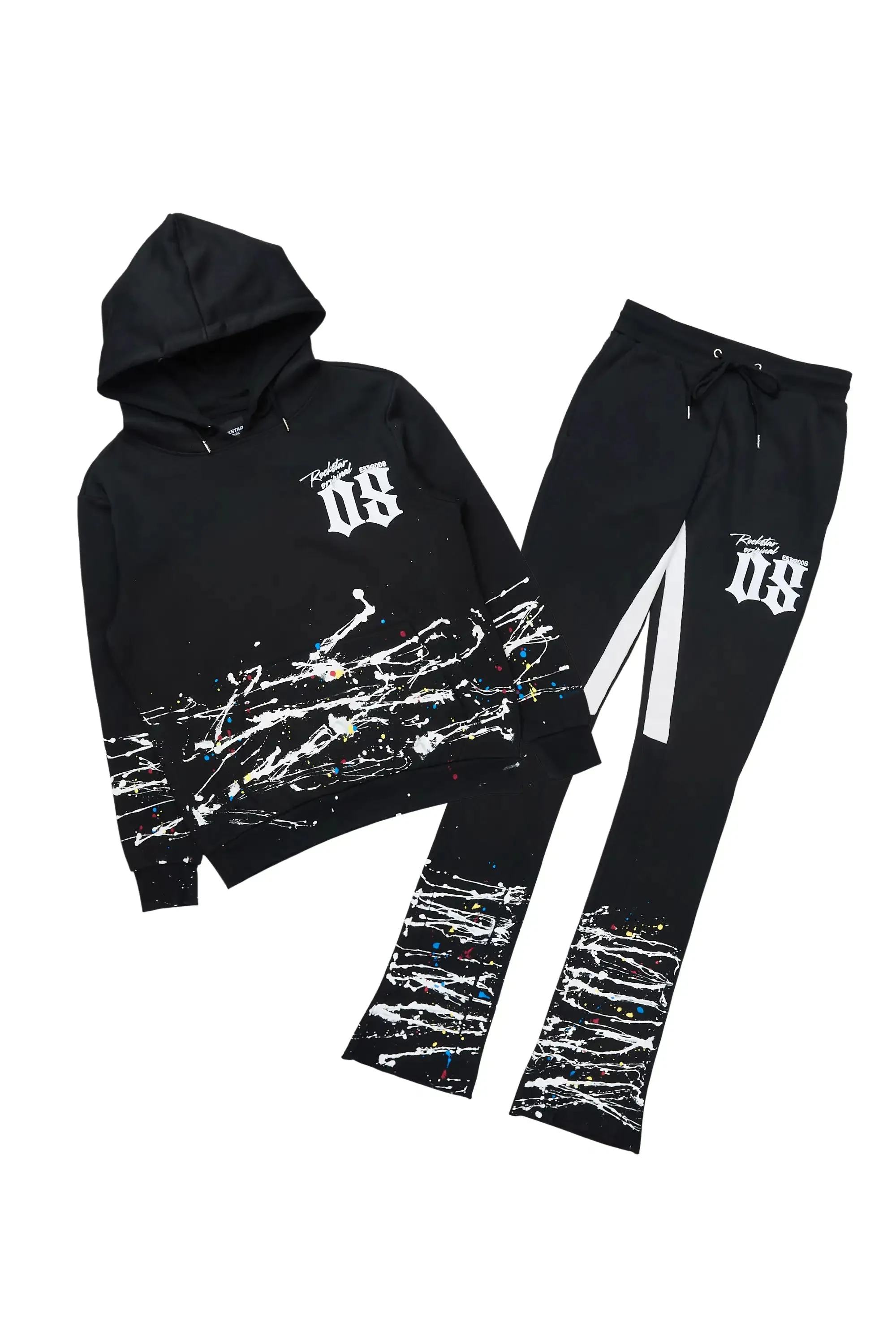 Horia Black/Multi Hoodie/Stacked Flare Track Set sold by Rockstar Original