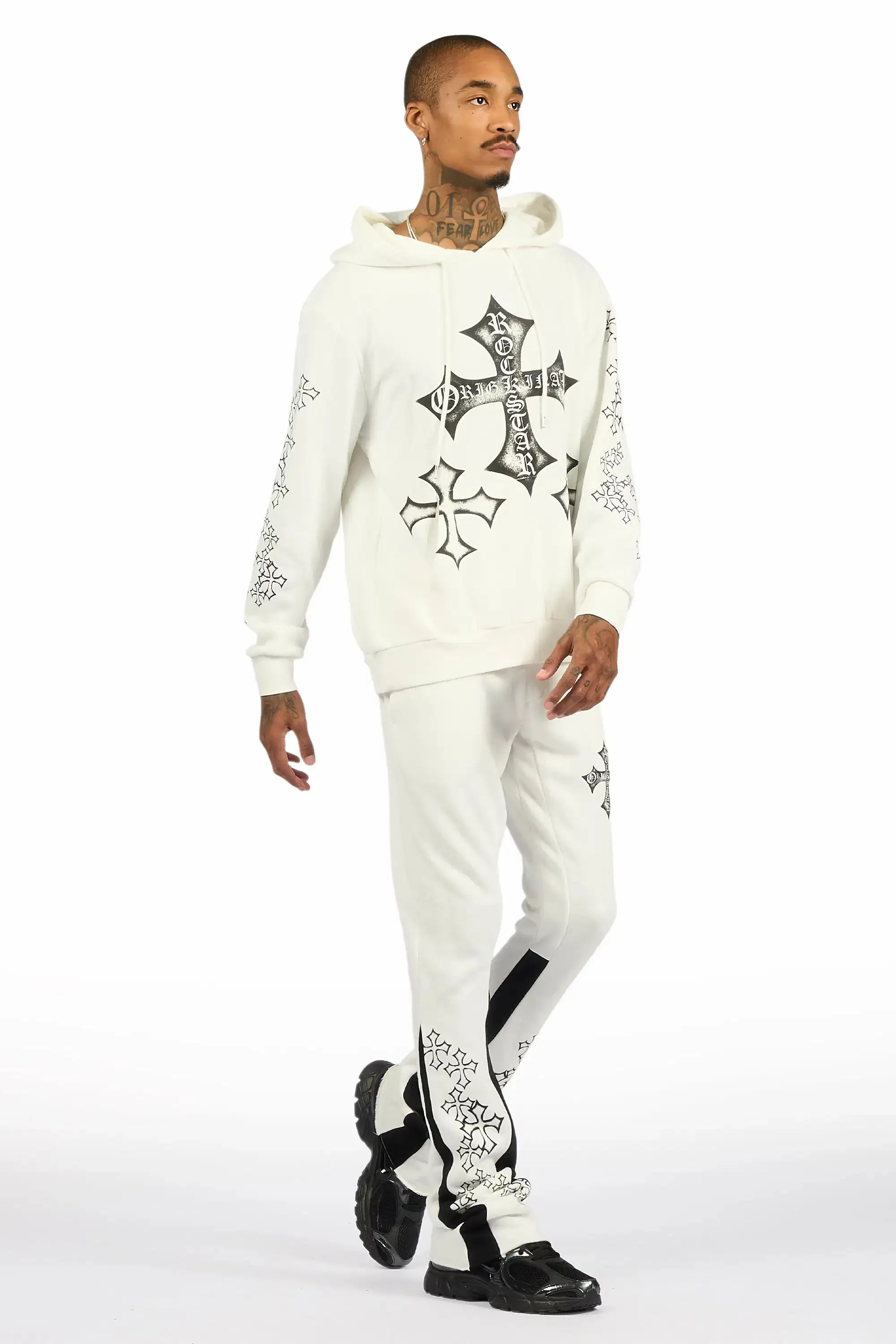 Marzion White/Black Hoodie/Stacked Flare Track Set sold by Rockstar Original product image thumbnail 4