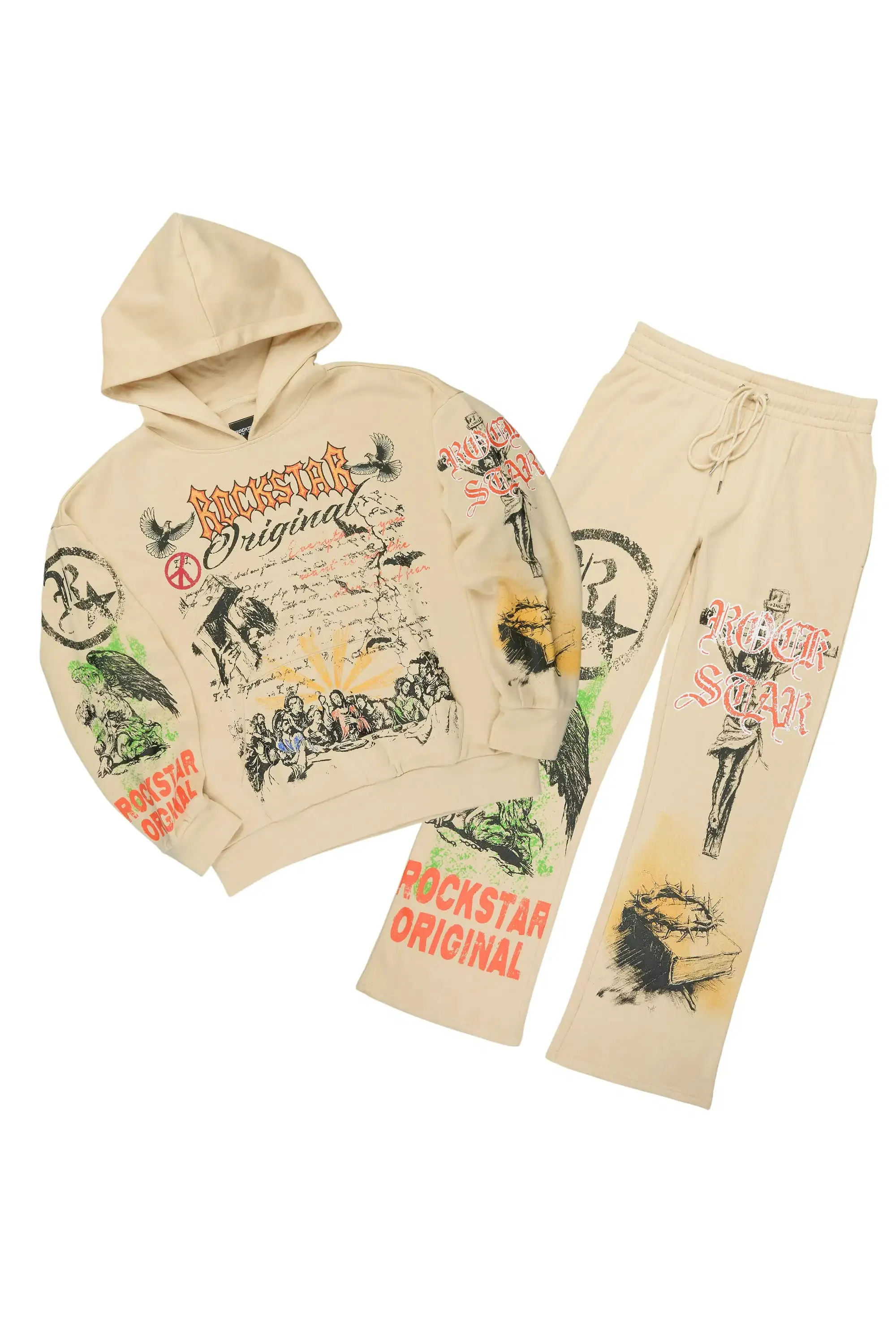 Suppersketch Beige Hoodie/Baggy Pant Track Set sold by Rockstar Original