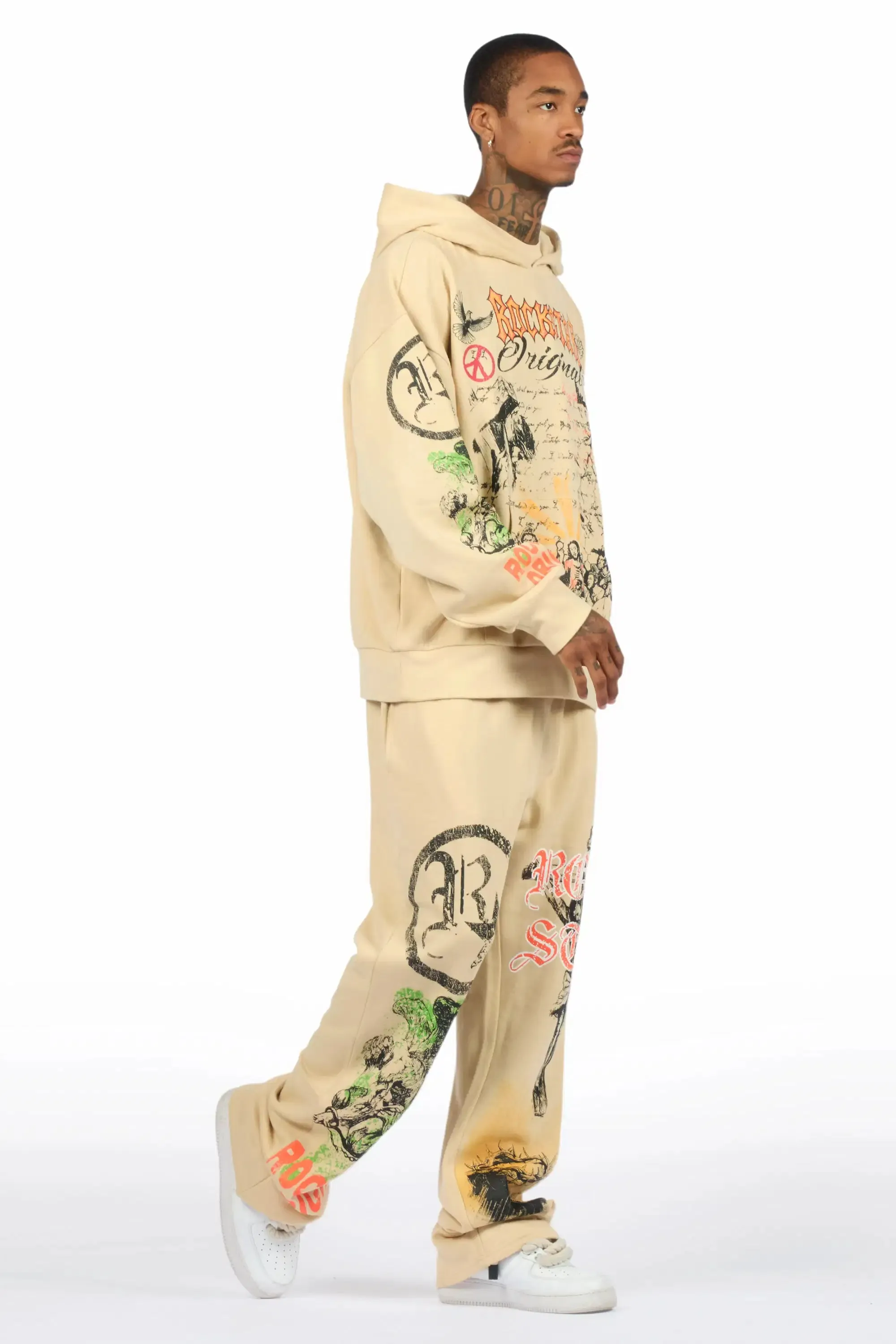 Suppersketch Beige Hoodie/Baggy Pant Track Set sold by Rockstar Original product image thumbnail 3