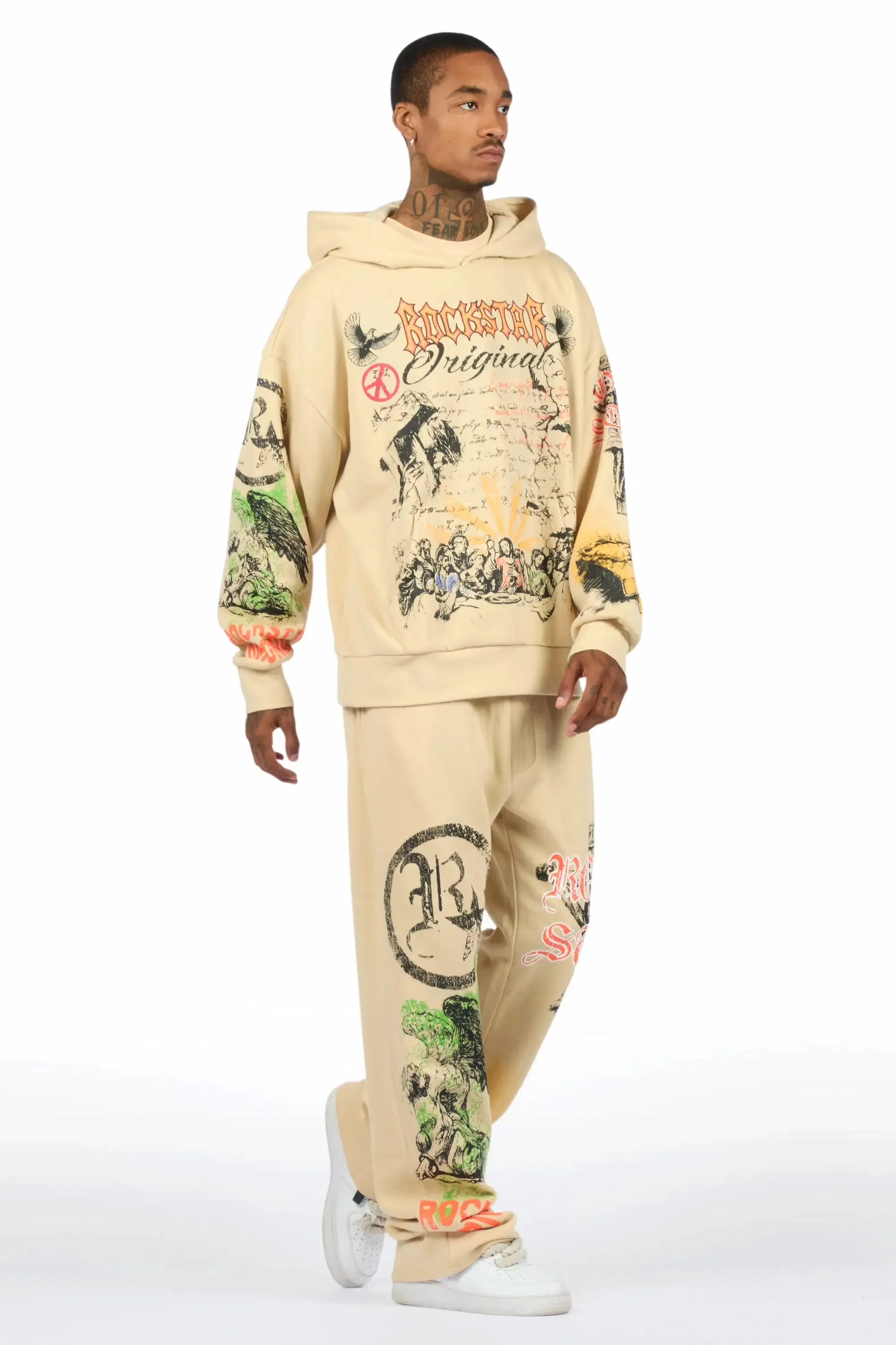 Suppersketch Beige Hoodie/Baggy Pant Track Set sold by Rockstar Original product image thumbnail 4