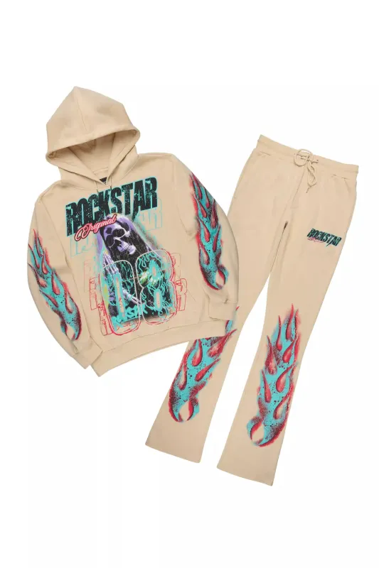 Kruz Beige Hoodie/Stacked Pant Track Set sold by Rockstar Original