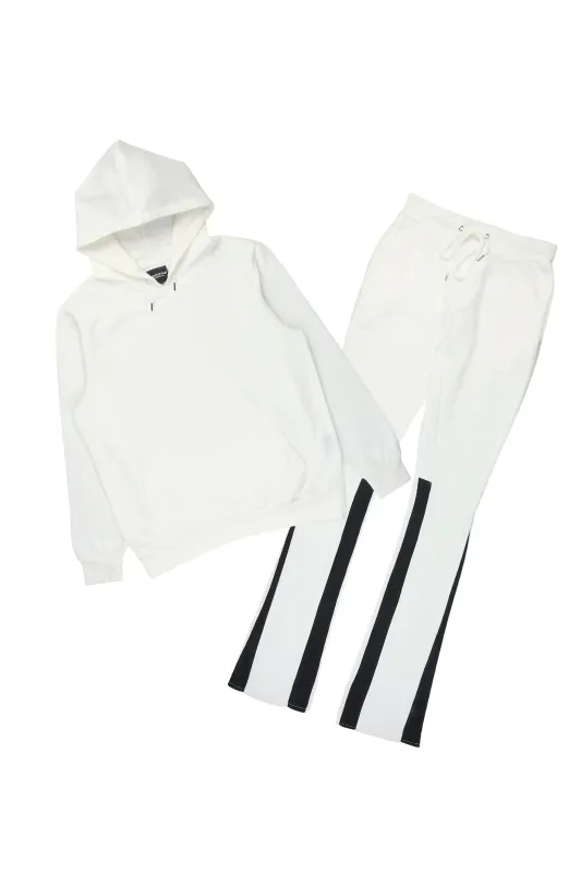 Basic White/Black Hoodie/Stacked Flare Track Set sold by Rockstar Original