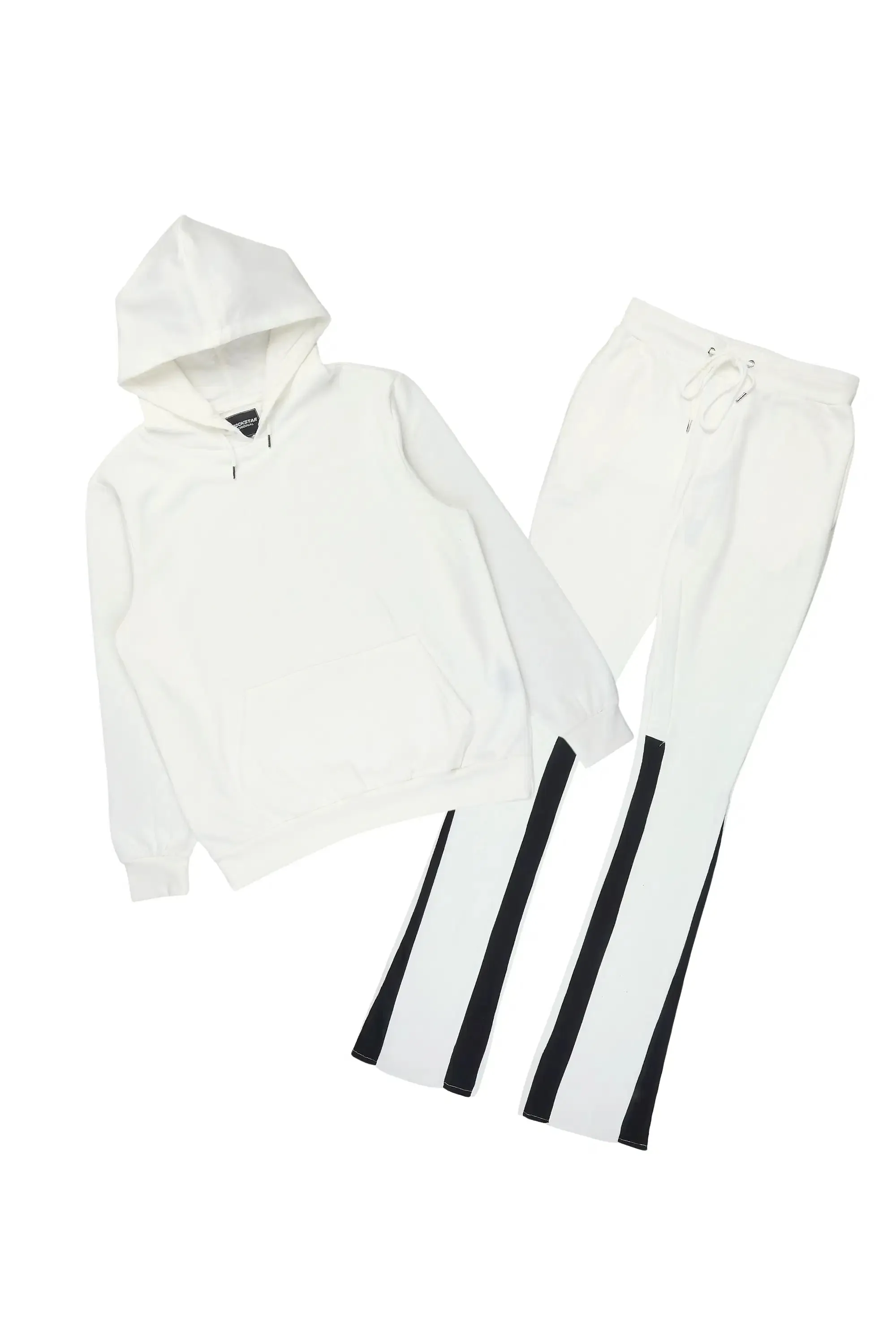 Basic White/Black Hoodie/Stacked Flare Track Set sold by Rockstar Original