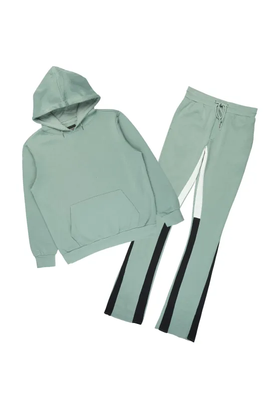 Basic Sage/Black Hoodie/Stacked Flare Track Set sold by Rockstar Original