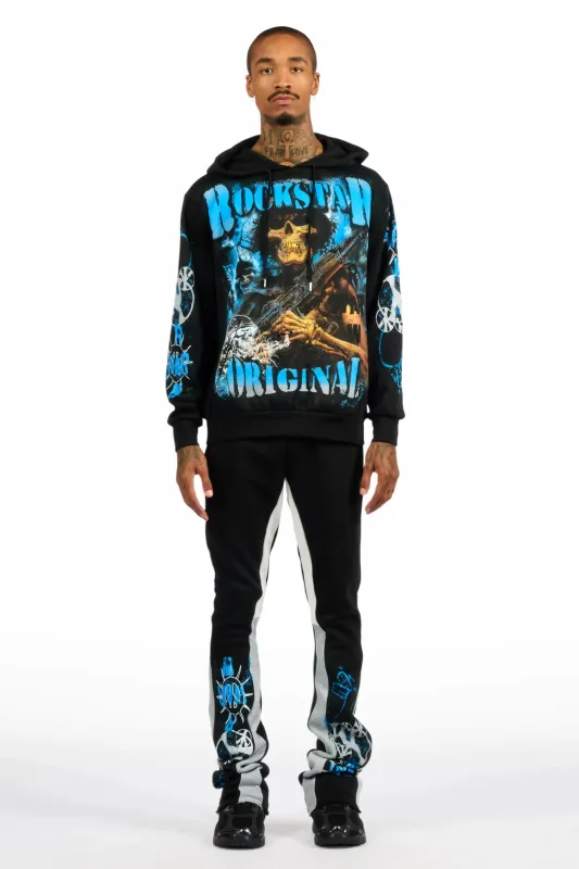 Zare Black/Blue Hoodie/Stacked Flare Track Set sold by Rockstar Original