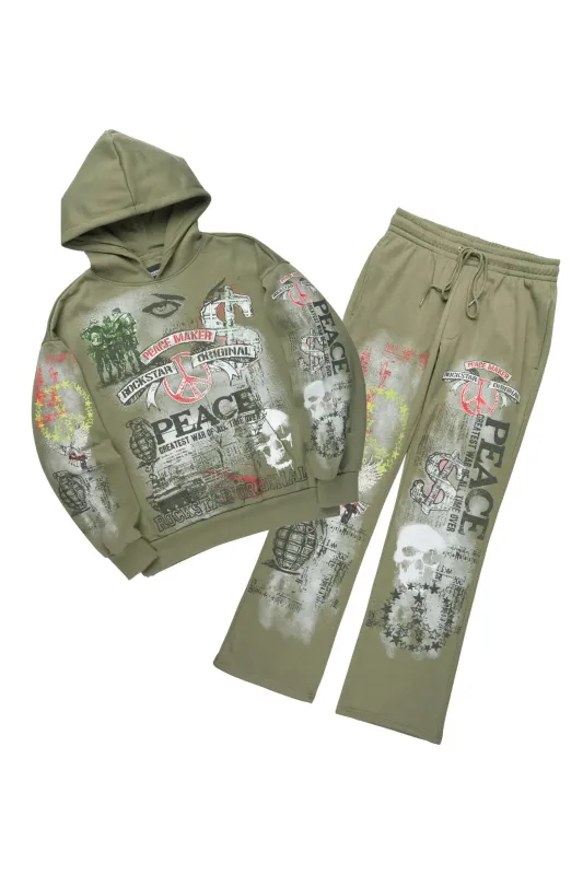 Seiko Army Green Hoodie Baggy Track Set sold by Rockstar Original