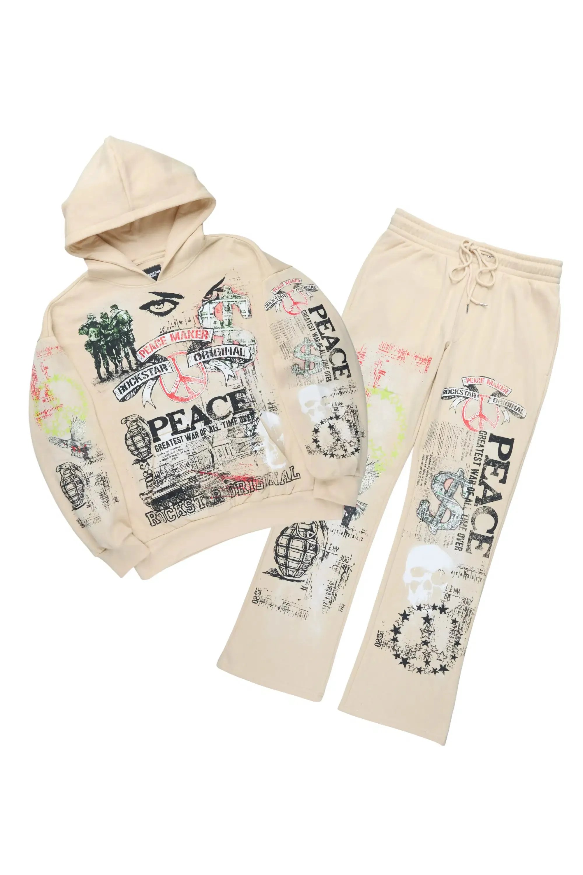 Seiko Beige Hoodie Baggy Track Set sold by Rockstar Original