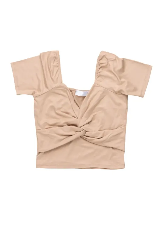 Quishana Taupe Short Sleeve Top sold by Rockstar Original