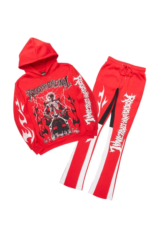 Deathrow Red Hoodie/Stacked Track Pant Set sold by Rockstar Original