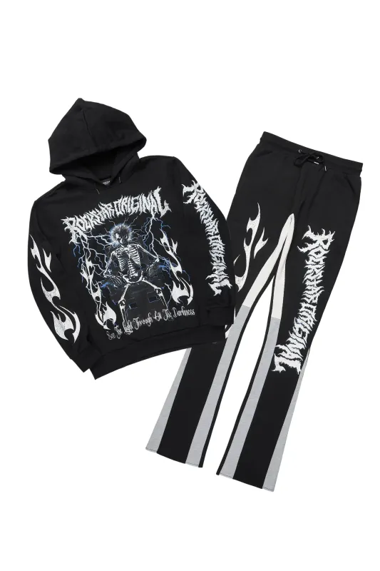 Deathrow Black Hoodie/Stacked Track Pant Set sold by Rockstar Original