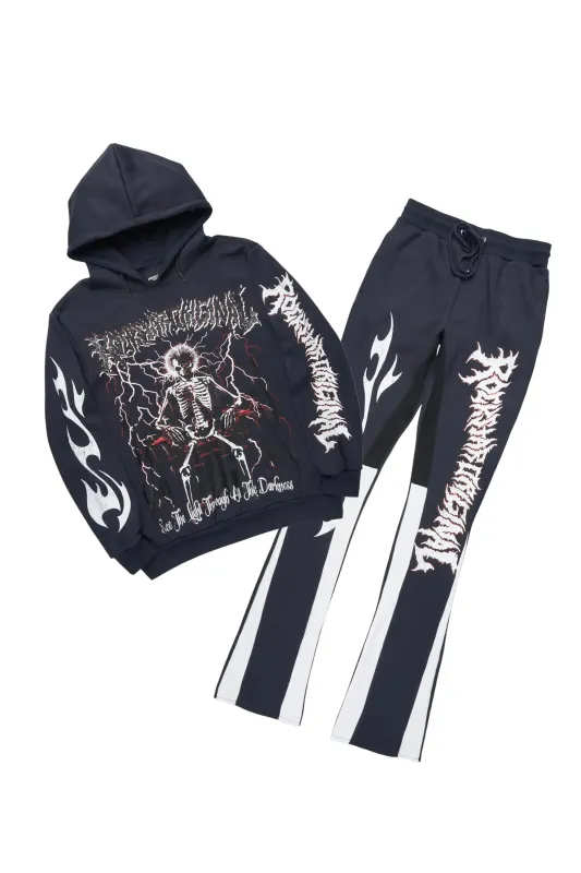 Deathrow Navy Hoodie/Stacked Track Pant Set sold by Rockstar Original