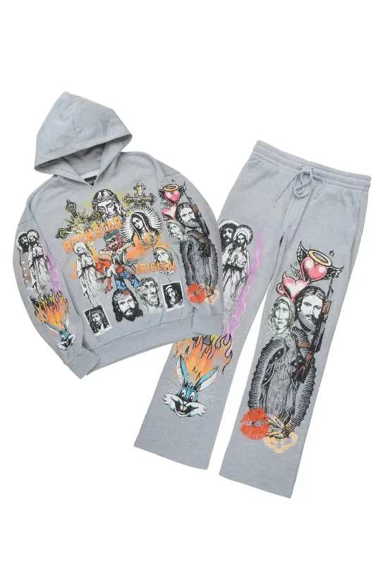 Diyos Heather Grey Hoodie/Baggy Pant Track Set sold by Rockstar Original