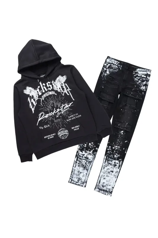 Tally Black/Black Hoodie/Slim Fit Jean Set sold by Rockstar Original
