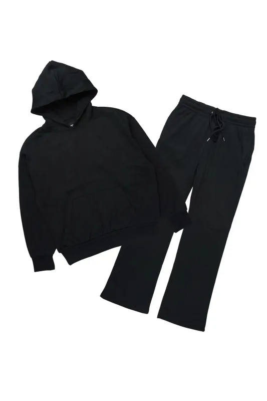 Basic Black Hoodie Relaxed Track Set sold by Rockstar Original